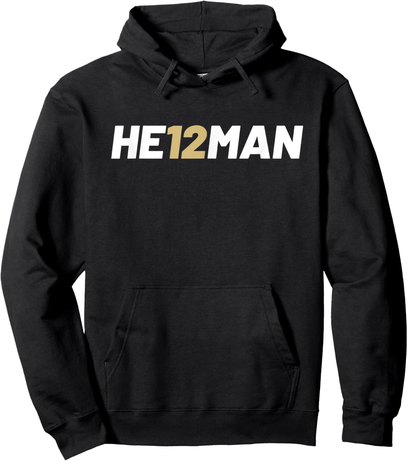 HE12MAN HE IS MAN Football Clothing & Apparel Black Small Modern Classic Short Sleeve Hoodie - Hoodie | Black