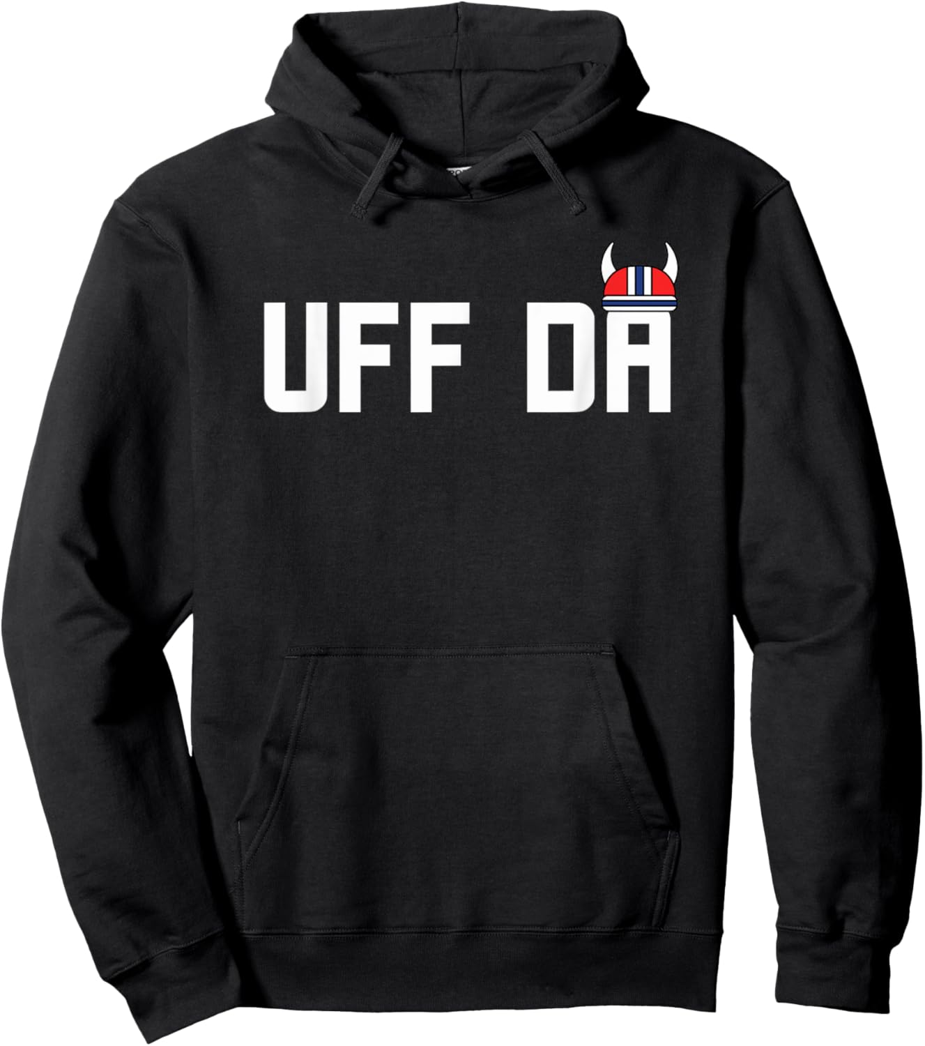 Uff Da helmet Funny Minnesota Midwestern Norwegian flag Hoodie - Hoodie | Black