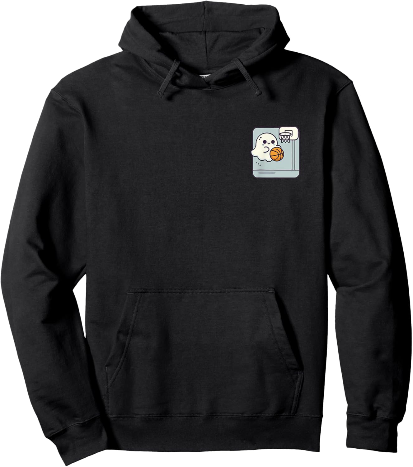 Ghost Playing Basketball Minimalist Funny Halloween Costume Hoodie - Hoodie | Black