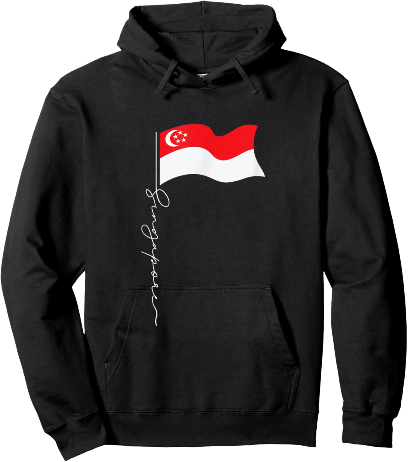 Singapore Signature Flag Pole - Patriotic Singaporean Flag Hoodie - Hoodie | Black