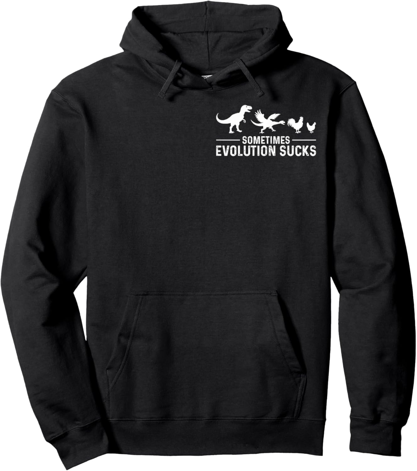 Sometimes Evolution Sucks Dinosaur to Chicken Hoodie - Hoodie | Black