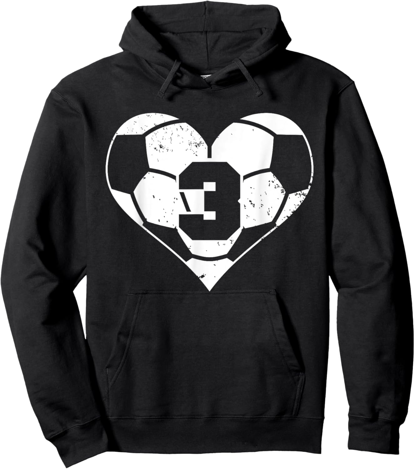 Soccer Number 3 Jersey Funny Soccer Heart Game Day Hoodie - Hoodie | Black
