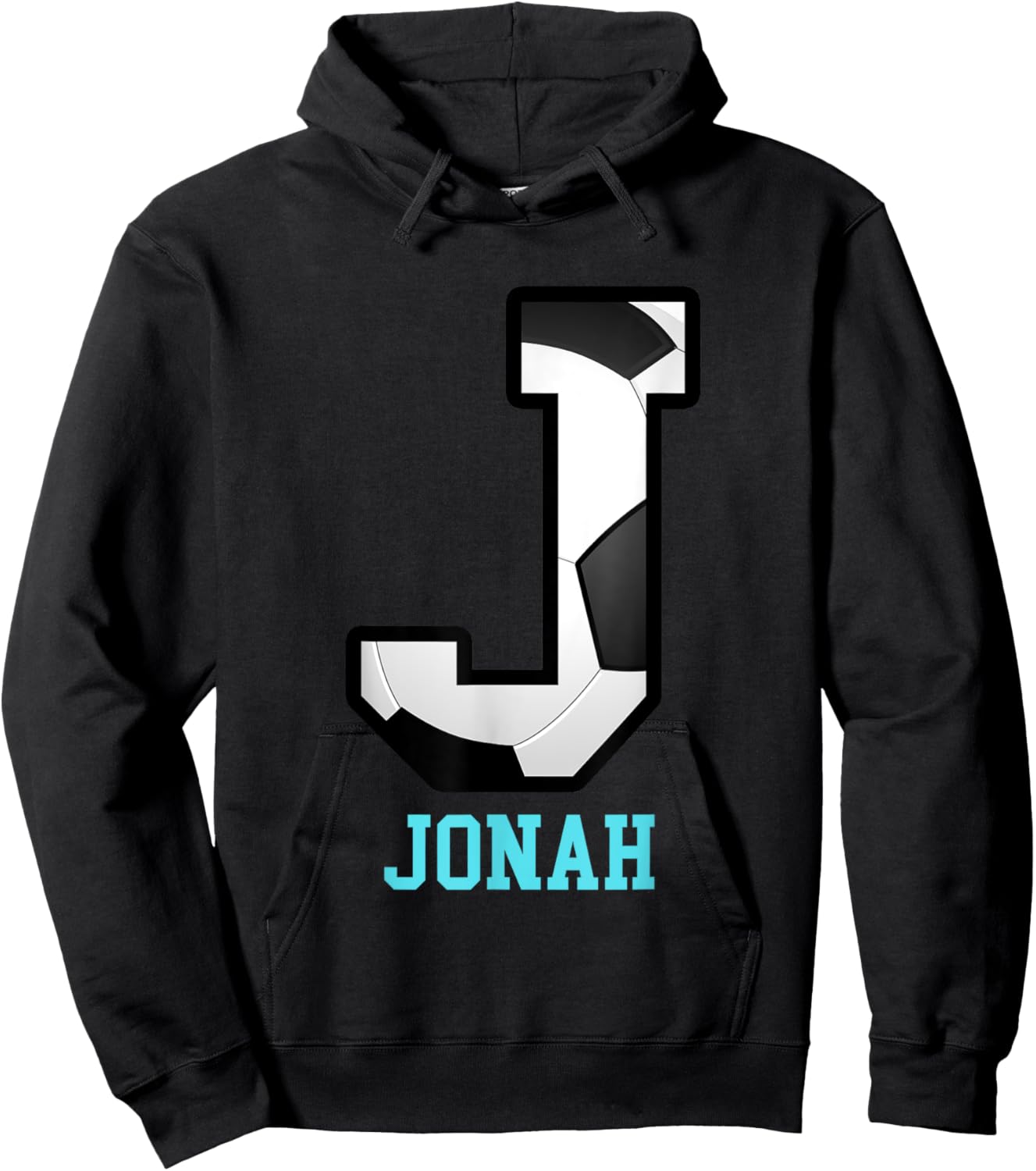 Field Goal Letter Jonah Alphabet Soccer Hoodie - Hoodie | Black