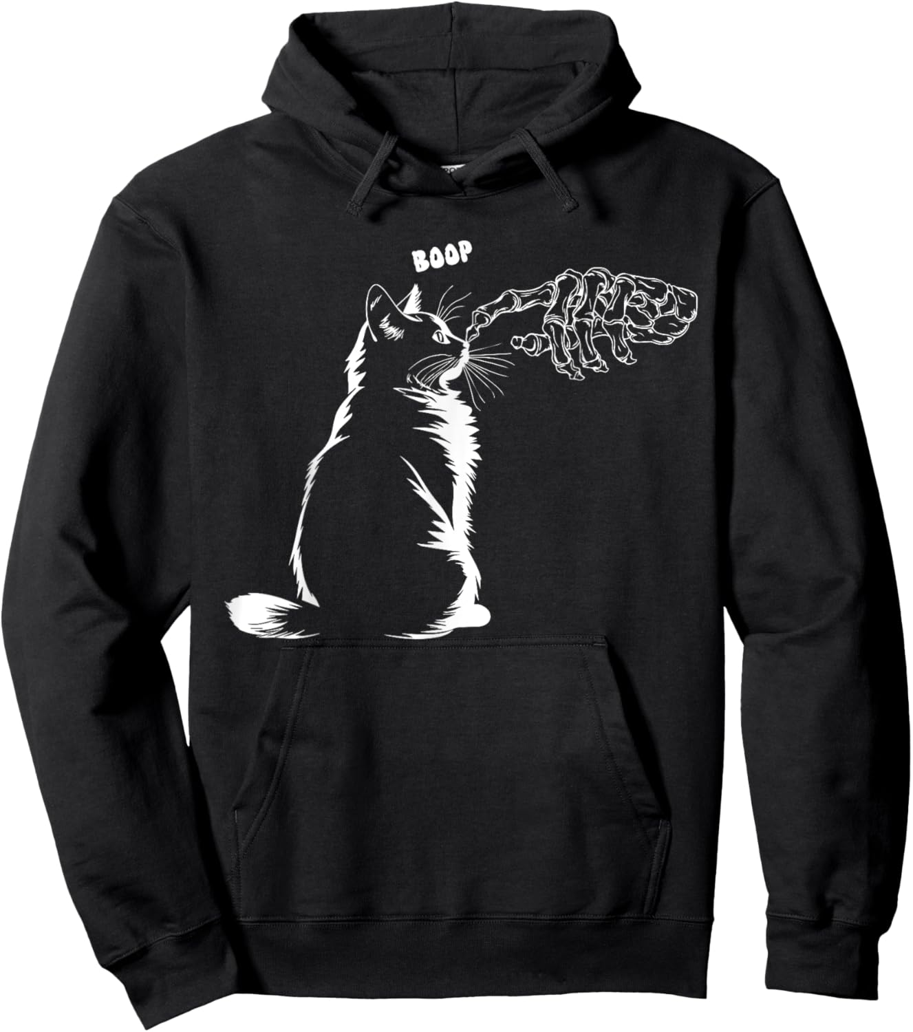 Black Cat Skeleton Hand Boop Halloween Pet Women Girls Kids Hoodie - Hoodie | Black