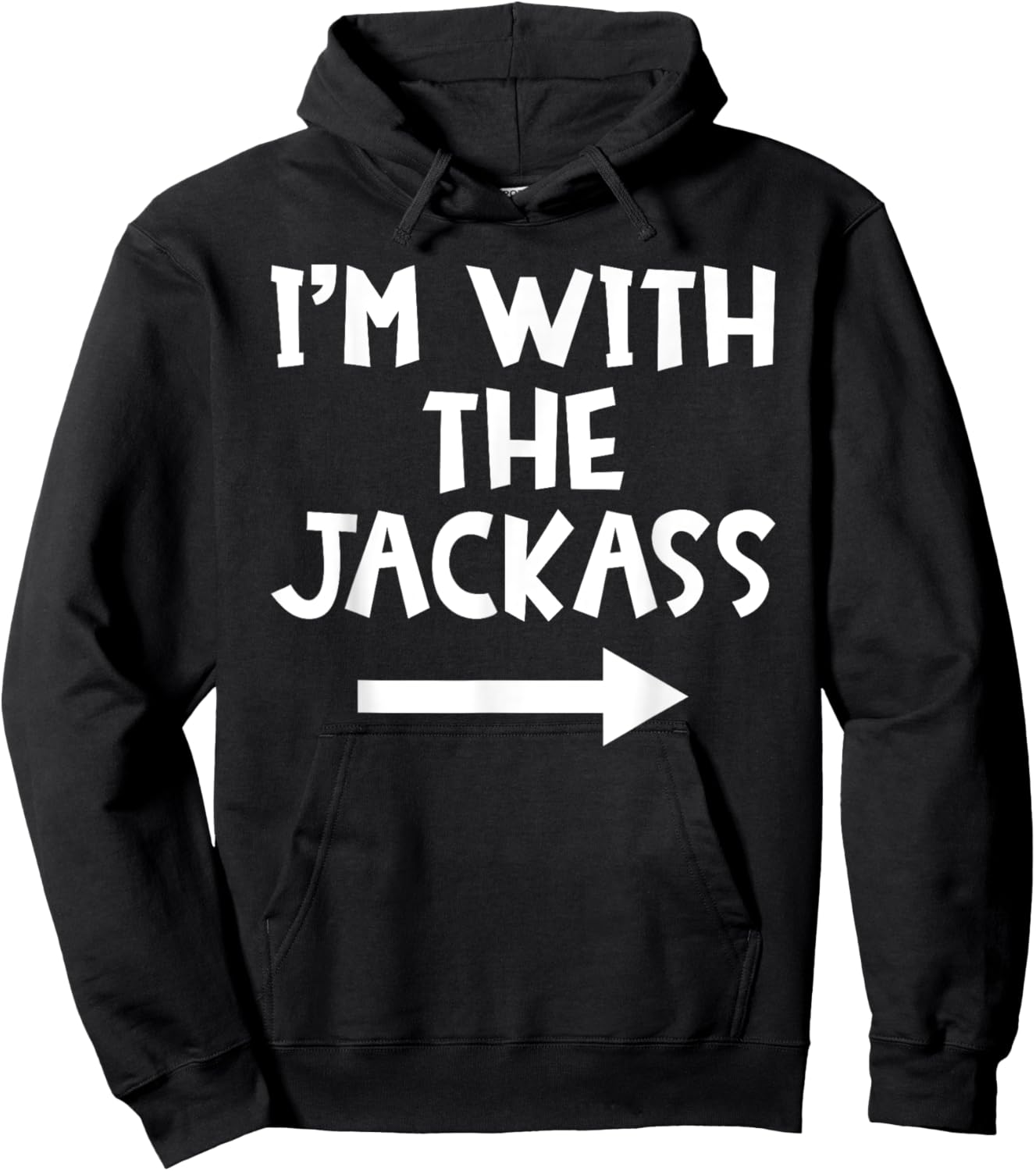 Jackass Matching Costume I'm With The Jackass Funny Matching Couple Halloween - Black, Small, Short Sleeve, -Adult, Casual, Cotton Blend, , Regular Fit, Machine Wash Hoodie - Hoodie | Black
