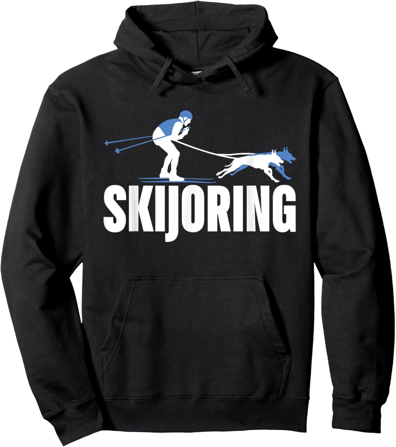 Skijoring Funny Dog Pulling Ski Driving Skiing Lovers Outfit Men Women Kids Hoodie - Hoodie | Black