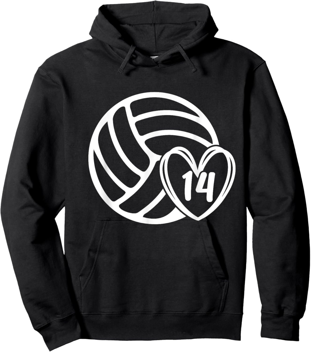 Volleyball Player #14 Volleyball Mom Dad Number 14 Hoodie - Hoodie | Black