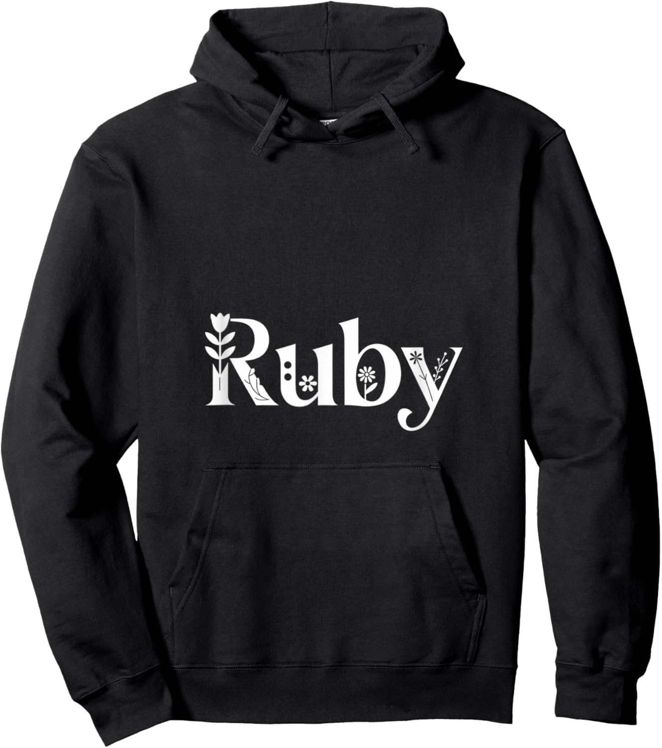 Ruby Name Custom Flower Personalized Botanical Women Girl Hoodie - Hoodie | Black