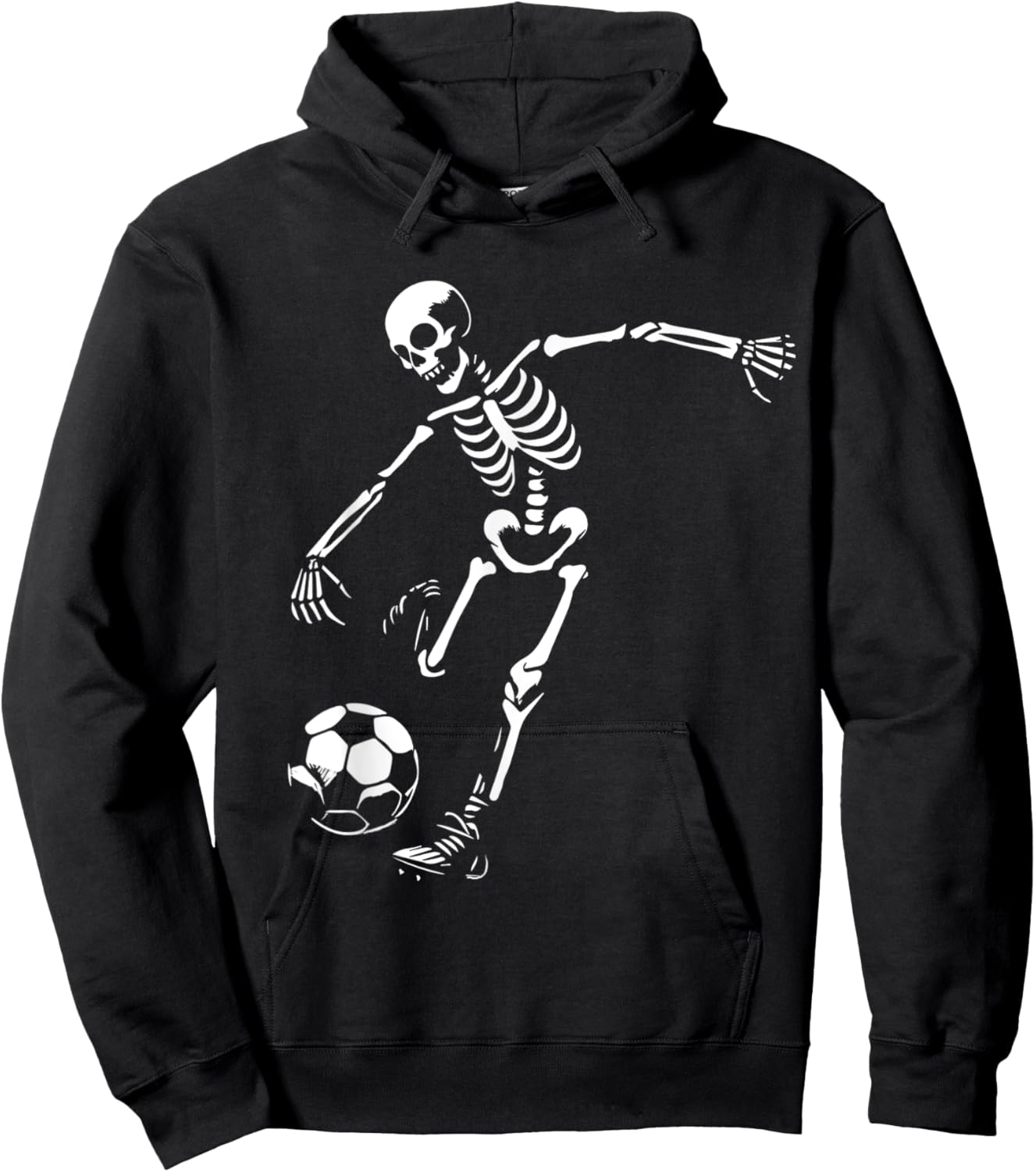 Funny Skeleton Playing Soccer, Halloween Soccer Boys Girls Hoodie - Hoodie | Black