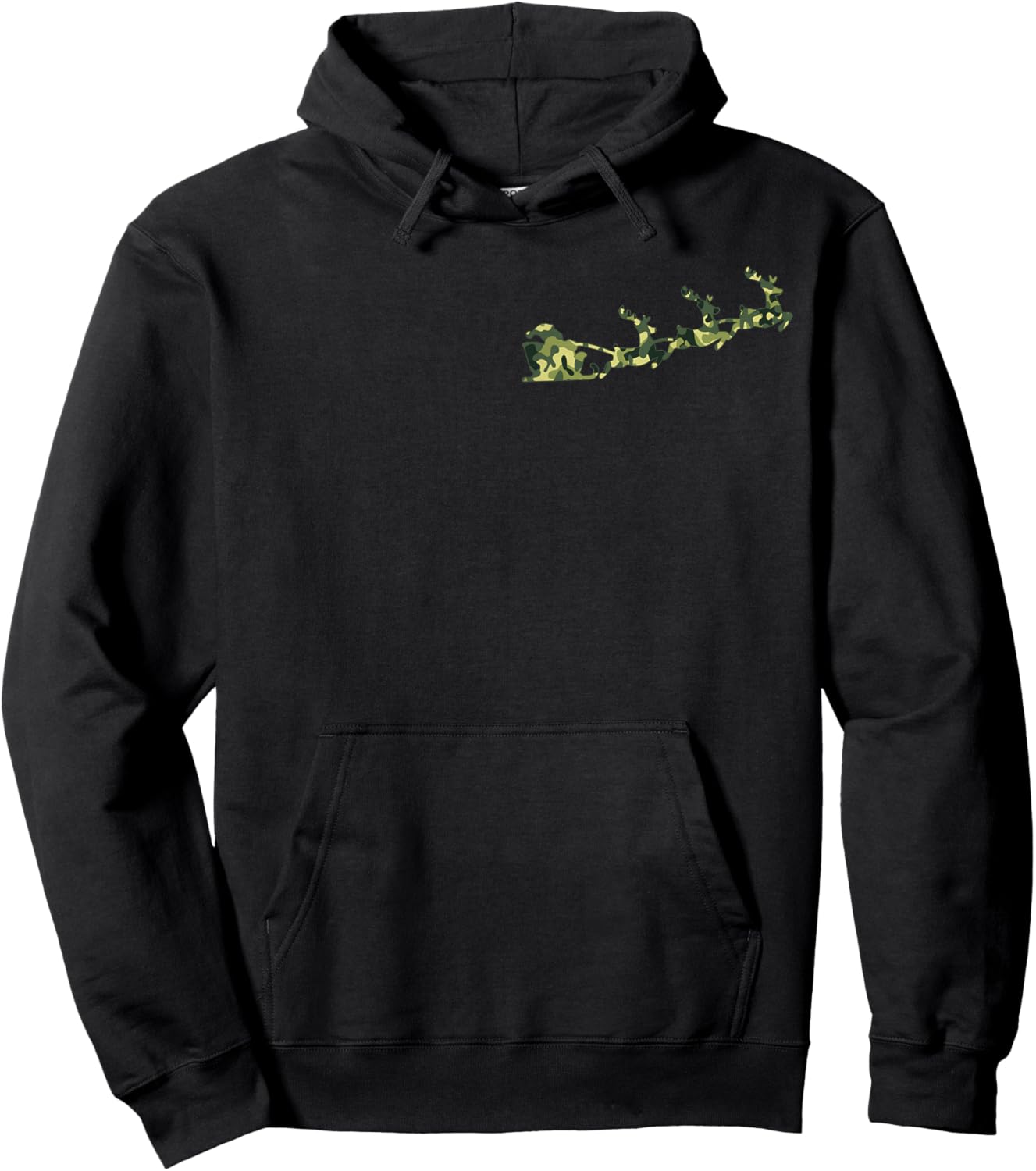 Camouflage Christmas Hunting Santa Reindeer Camo Men Pocket Hoodie - Hoodie | Black