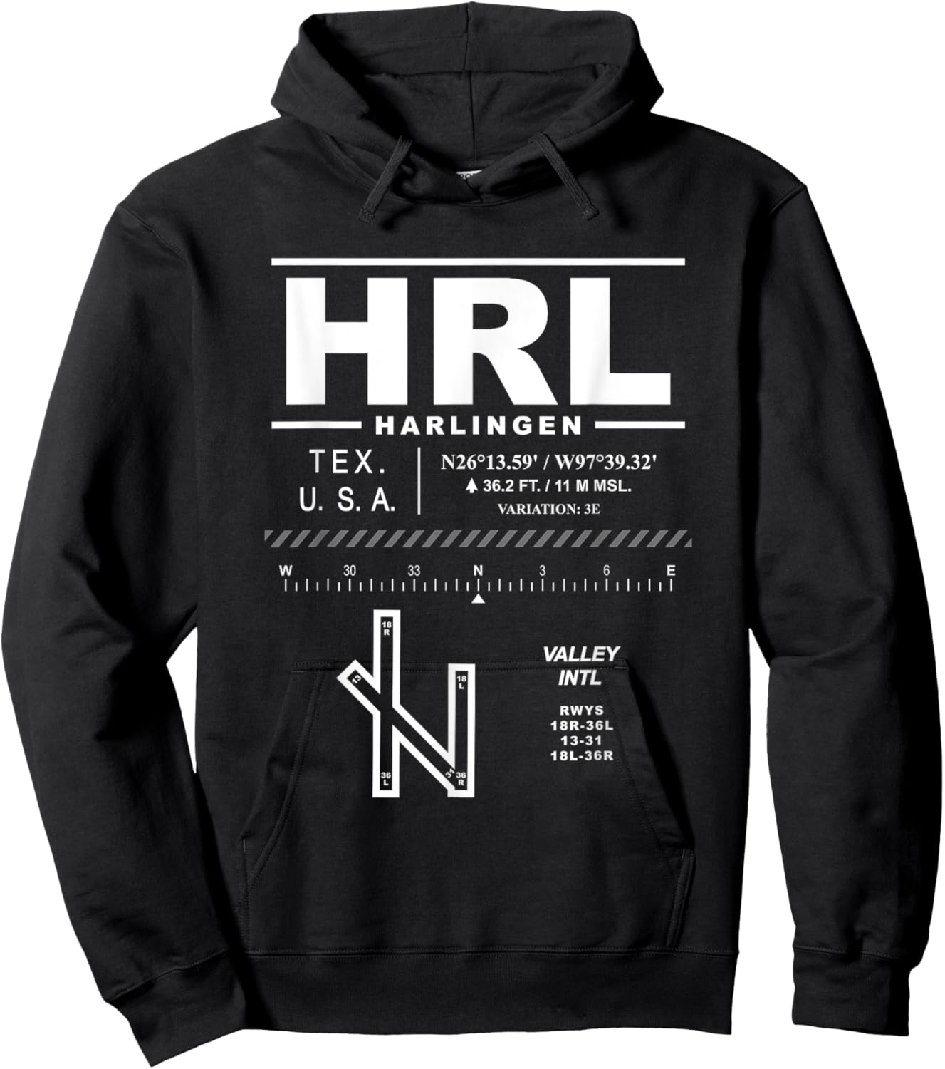 Valley International Airport Harlingen Texas HRL Hoodie - Hoodie | Black