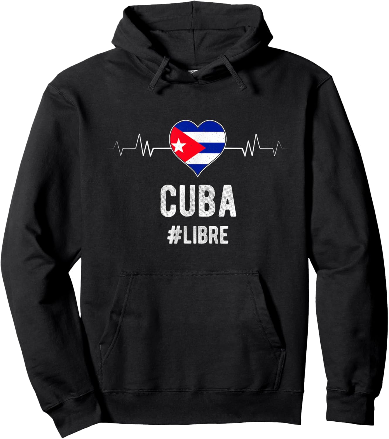 Cuba #LIBRE Cuba Libre Heart Flag Cuban National Heritage Hoodie - Hoodie | Black
