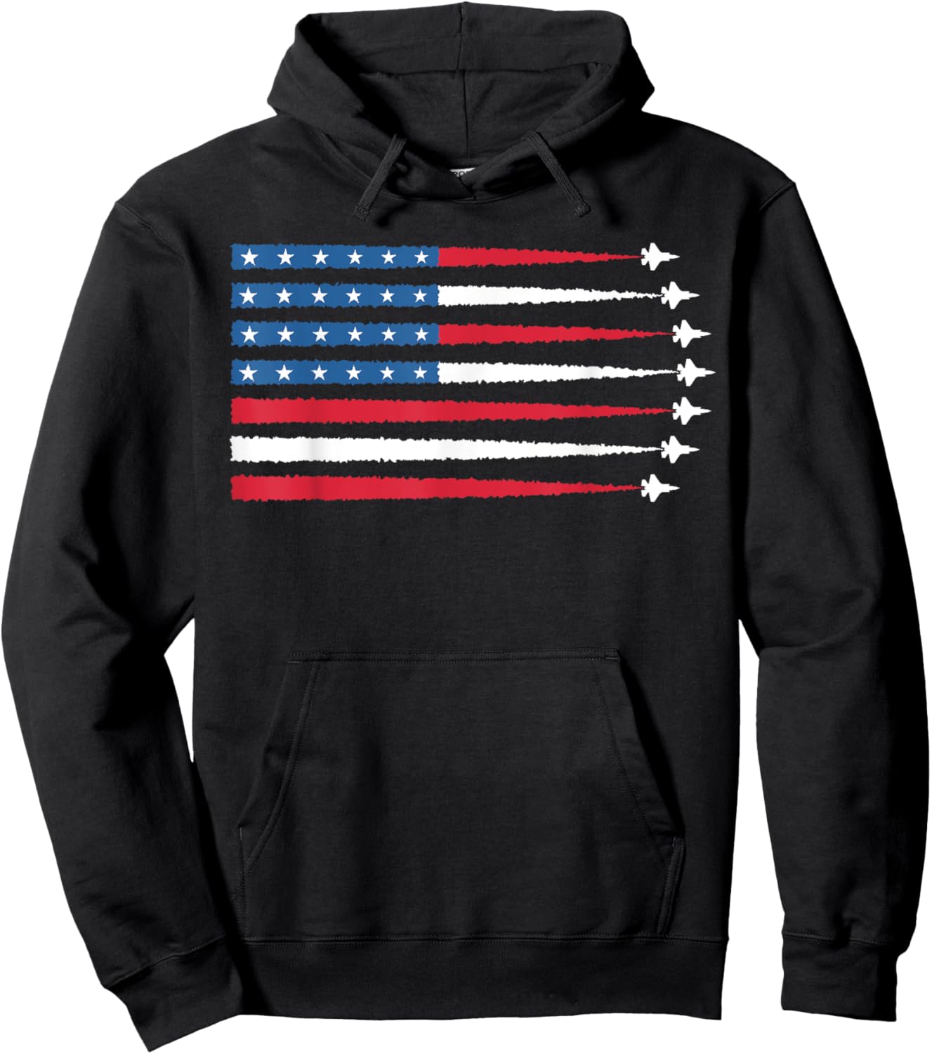 USA American Flag Men Women Kids Fighter Jets Patriotic Hoodie - Hoodie | Black