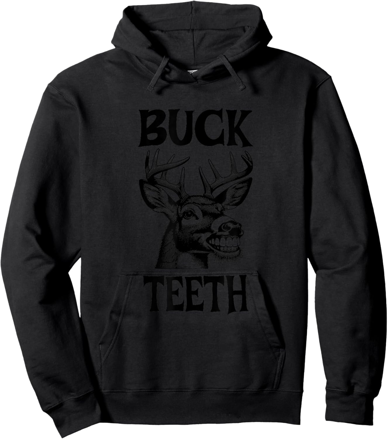 Funny Buck Teeth, Buck with Buck Teeth, Teens Boys Hoodie - Hoodie | Black