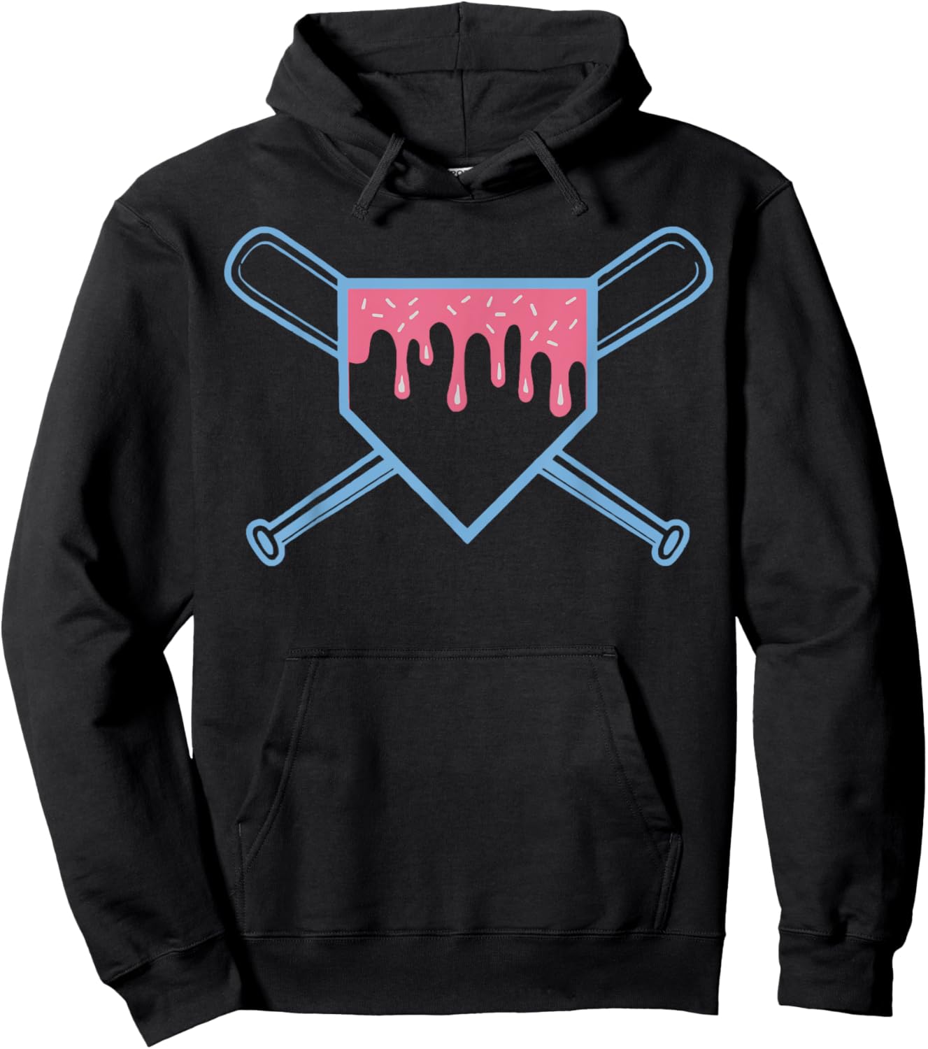 Baseball Home Plate Ice Cream Drip with Sprinkles for Boys Hoodie - Hoodie | Black