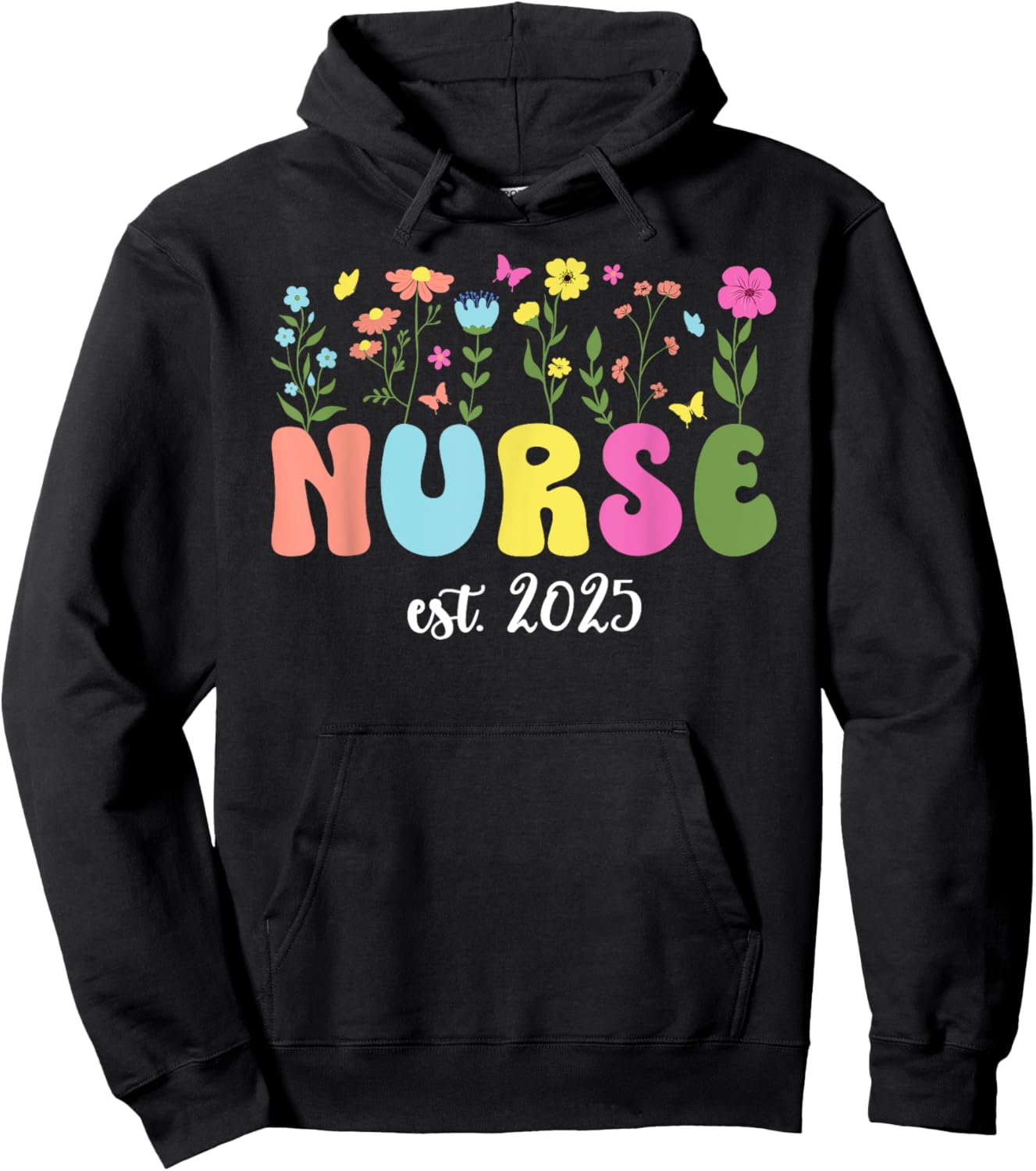 Groovy Nurse Est. 2025 Nurse Graduation Nursing Grad 2025 Hoodie - Hoodie | Black