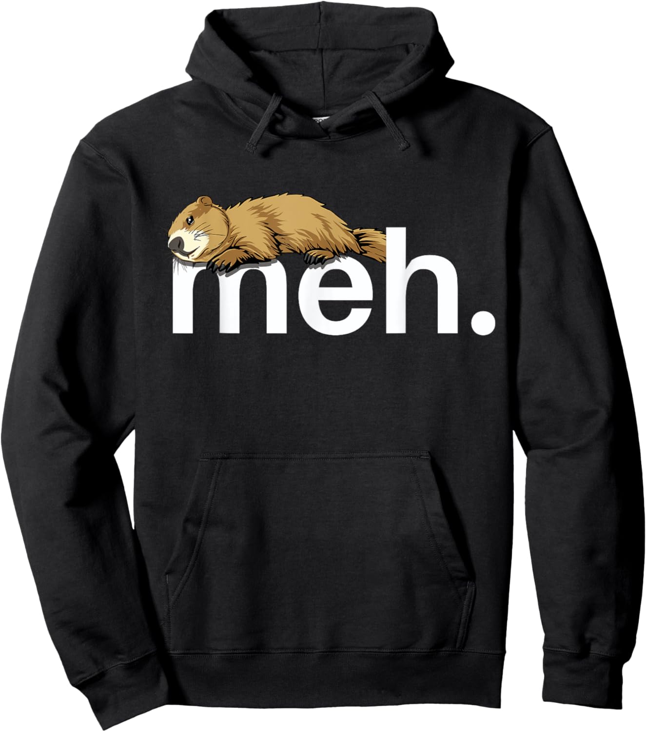 Meh Funny Groundhog Day Groundhog Meme Joke Groundhog Hoodie - Hoodie | Black