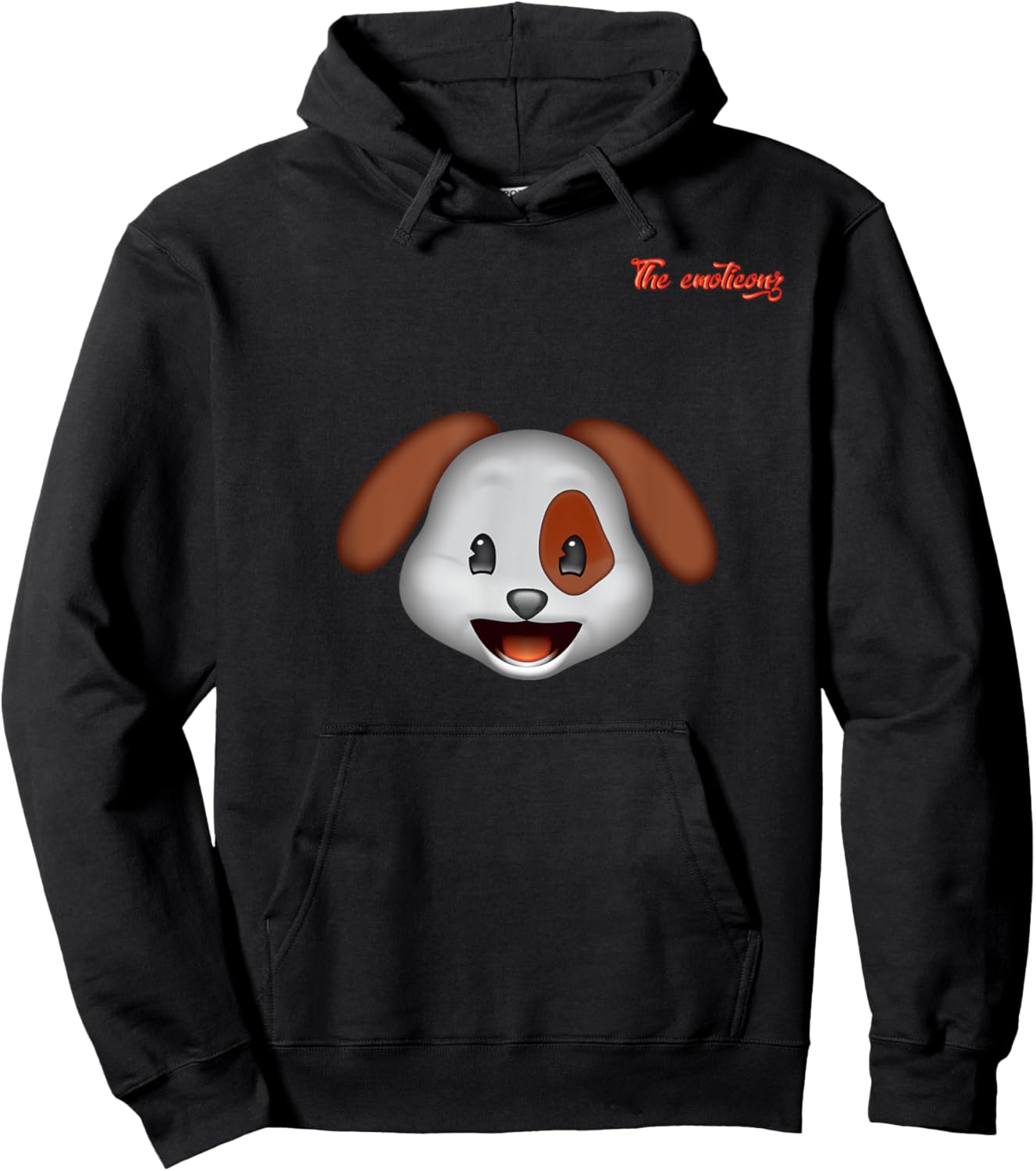 emoji happy enthusiastic dog face Men Women Kids Hoodie - Hoodie | Black