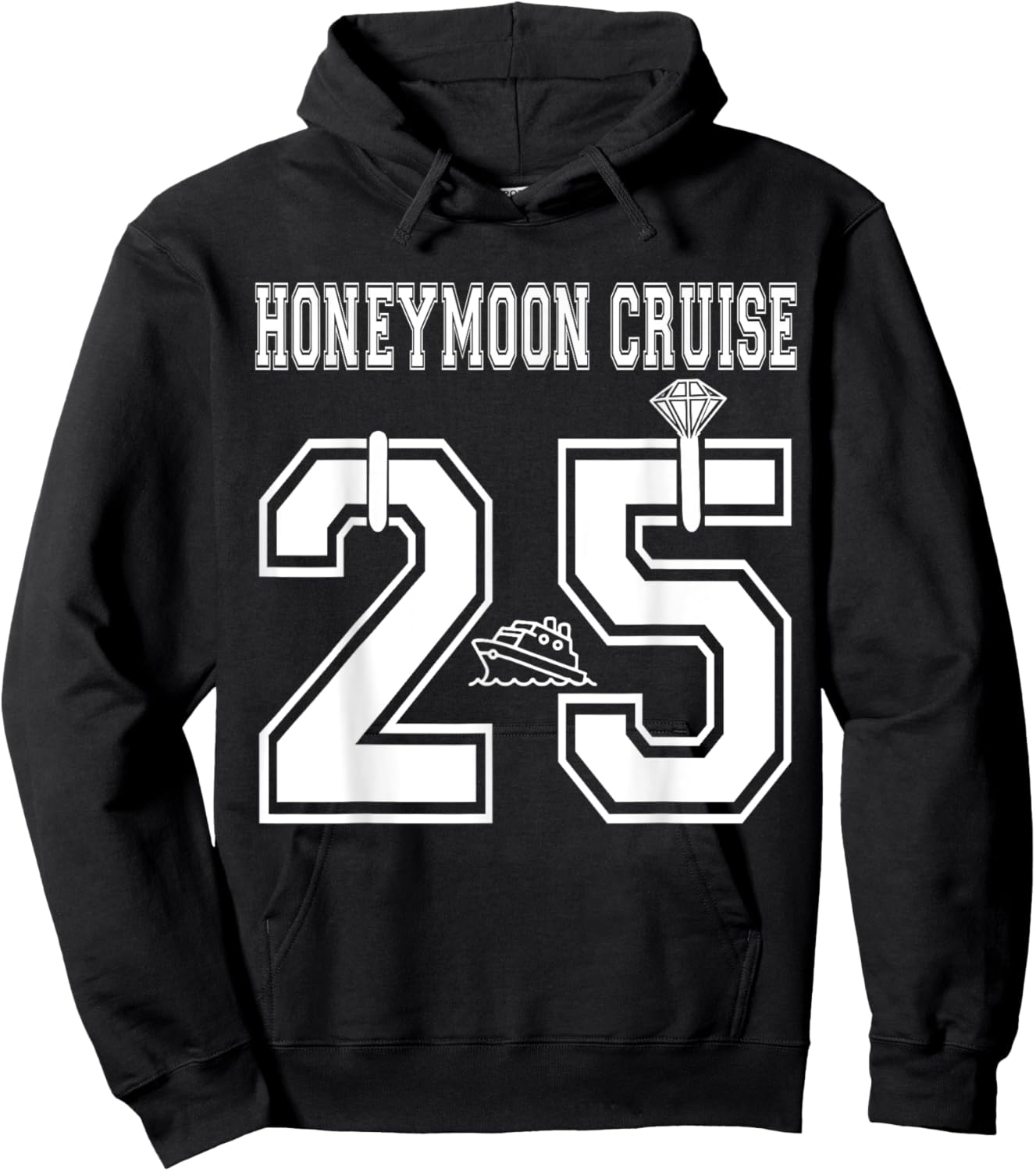 2025 Just Married Honeymoon Cruise Newlyweds Wife Husband Hoodie - Hoodie | Black