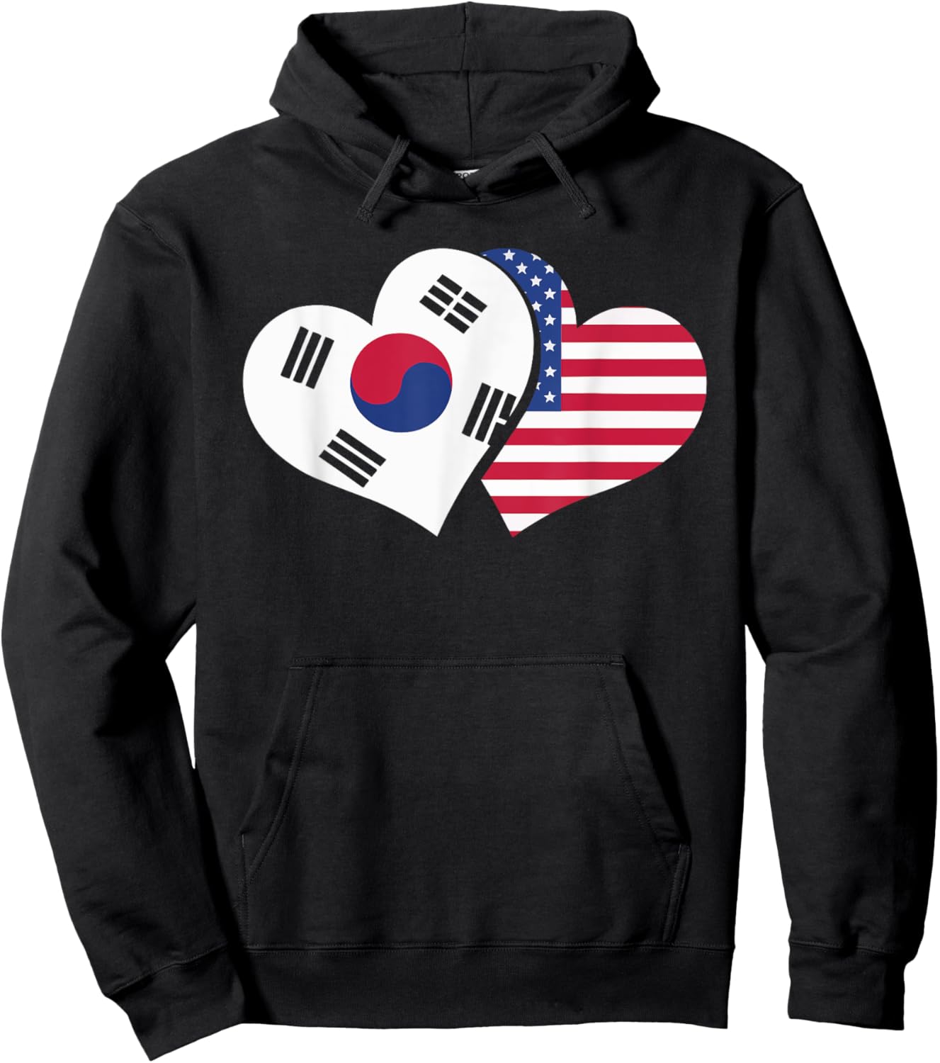 Half American Half Korean USA Flag South Korea America Hoodie - Hoodie | Black