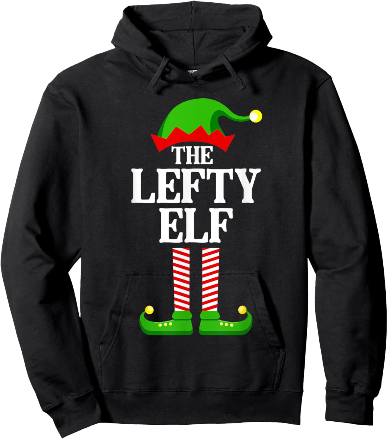 Lefty Elf Family Matching Group Funny Christmas Hoodie - Hoodie | Black