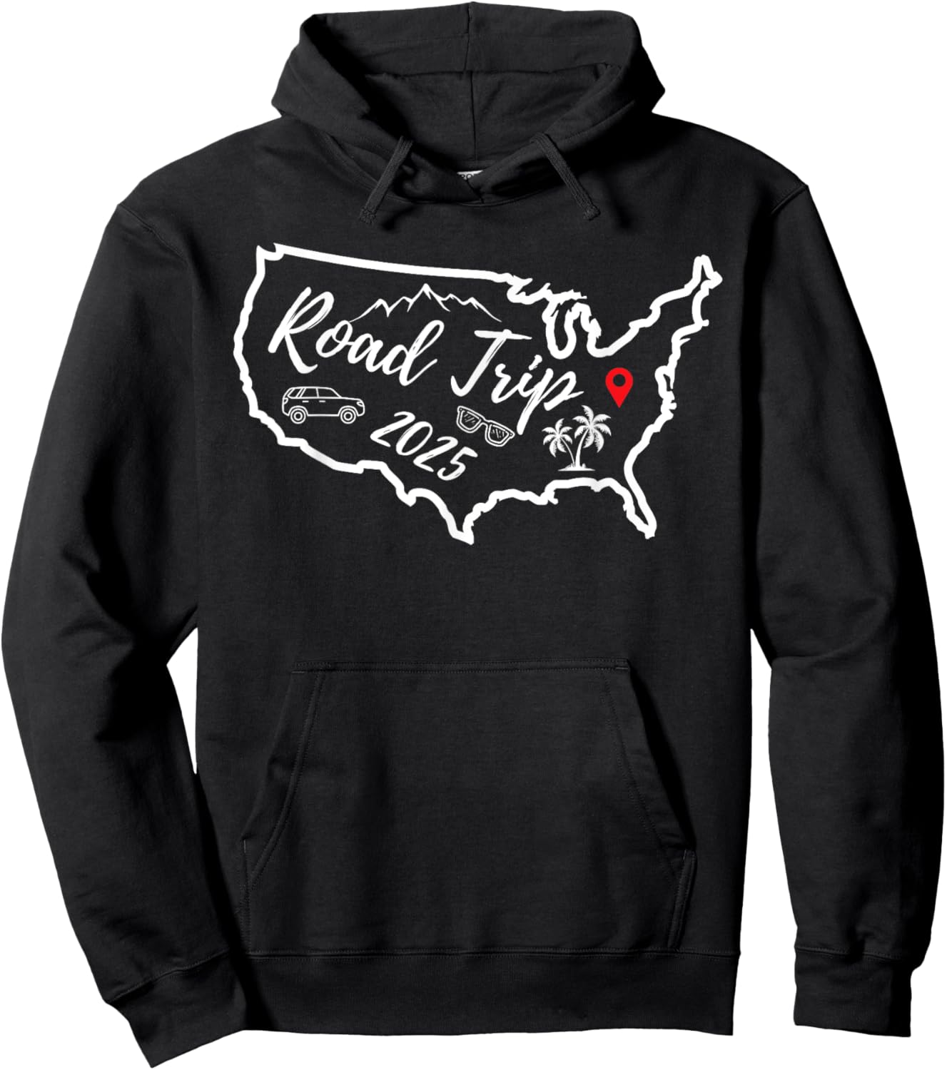 Road Trip 2025 Map USA Family Friend Girl Trip Vacation RV Hoodie - Hoodie | Black