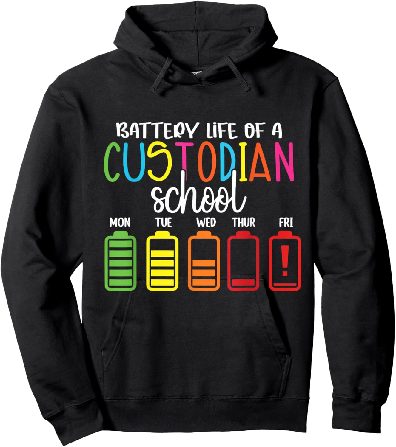 School Janitor, School Custodian Battery Life Back to School Hoodie - Hoodie | Black