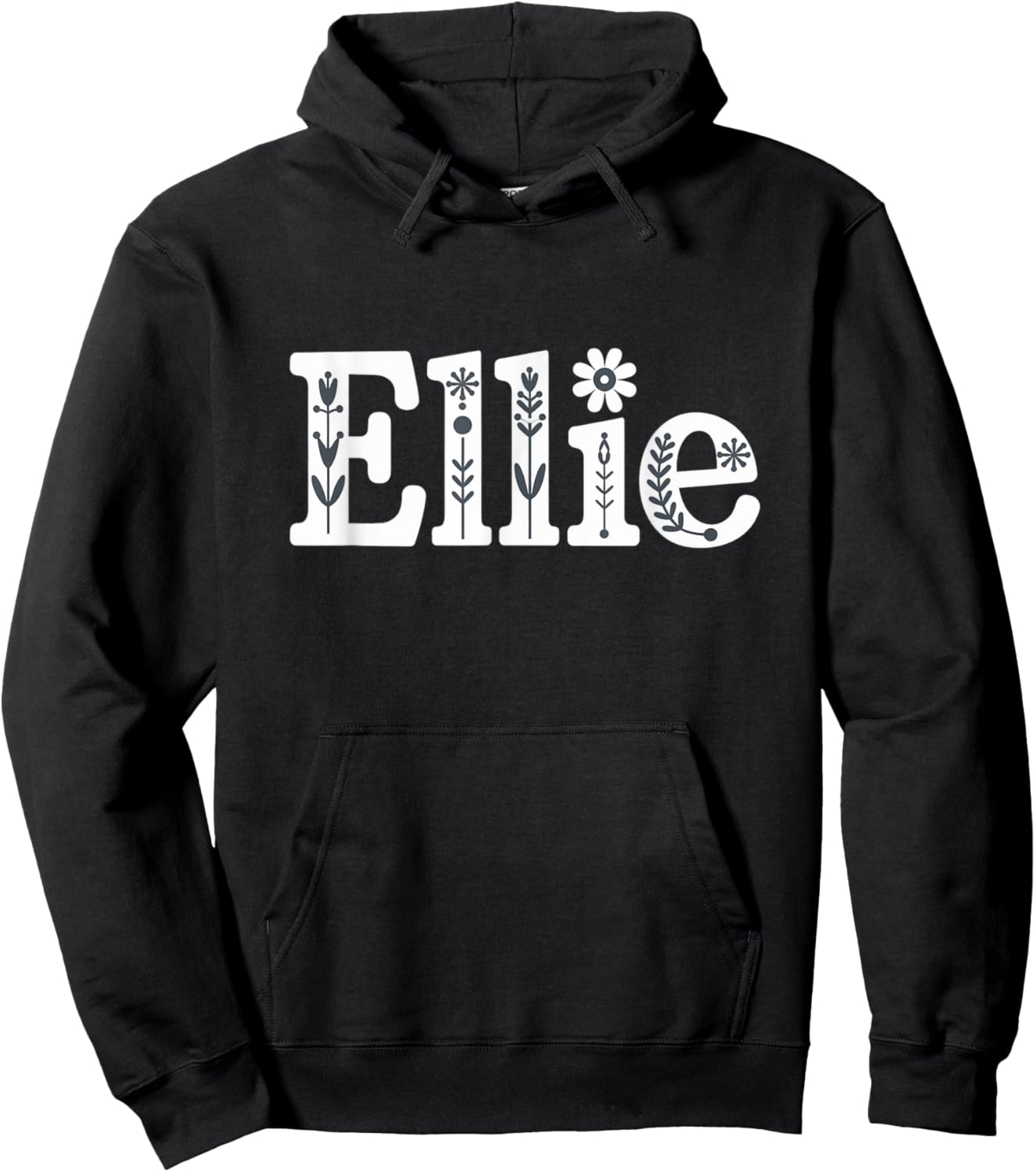 Ellie Name Custom Flower Personalized Botanical Women Mom Hoodie - Hoodie | Black