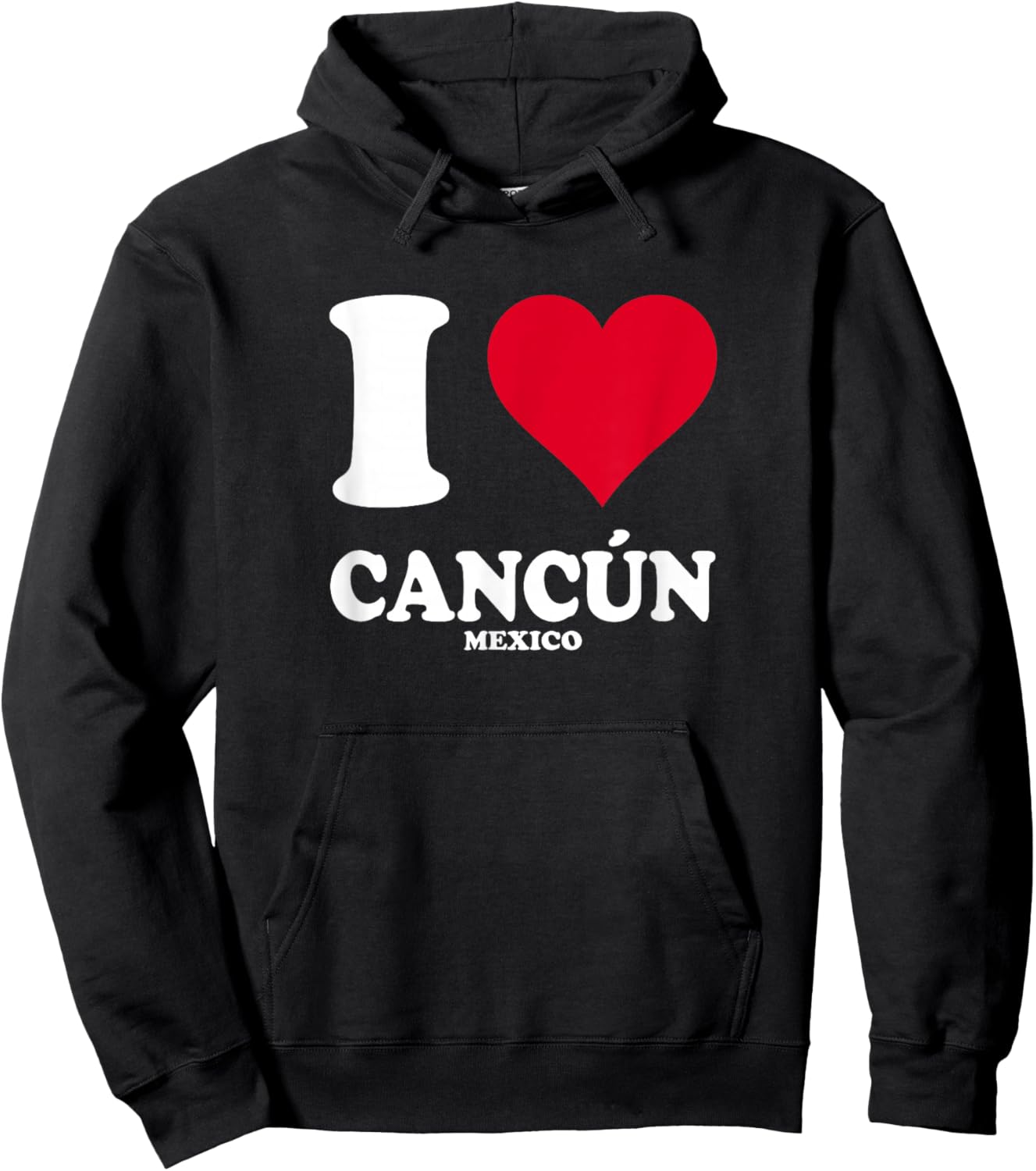 Red Heart I Love Cancun Hoodie - Hoodie | Black