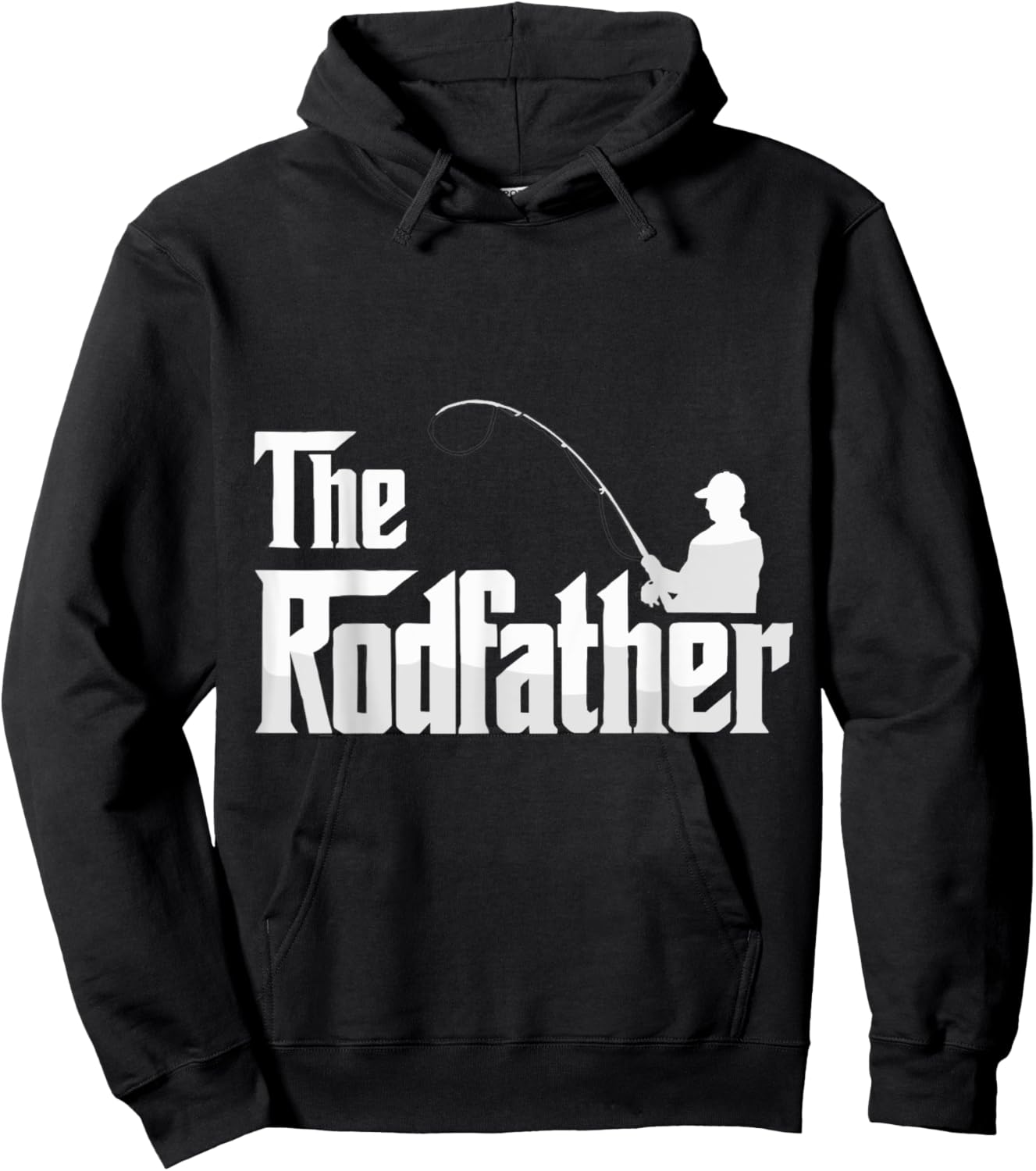 The Rodfather Funny Fishing Dad Humor Hoodie - Hoodie | Black