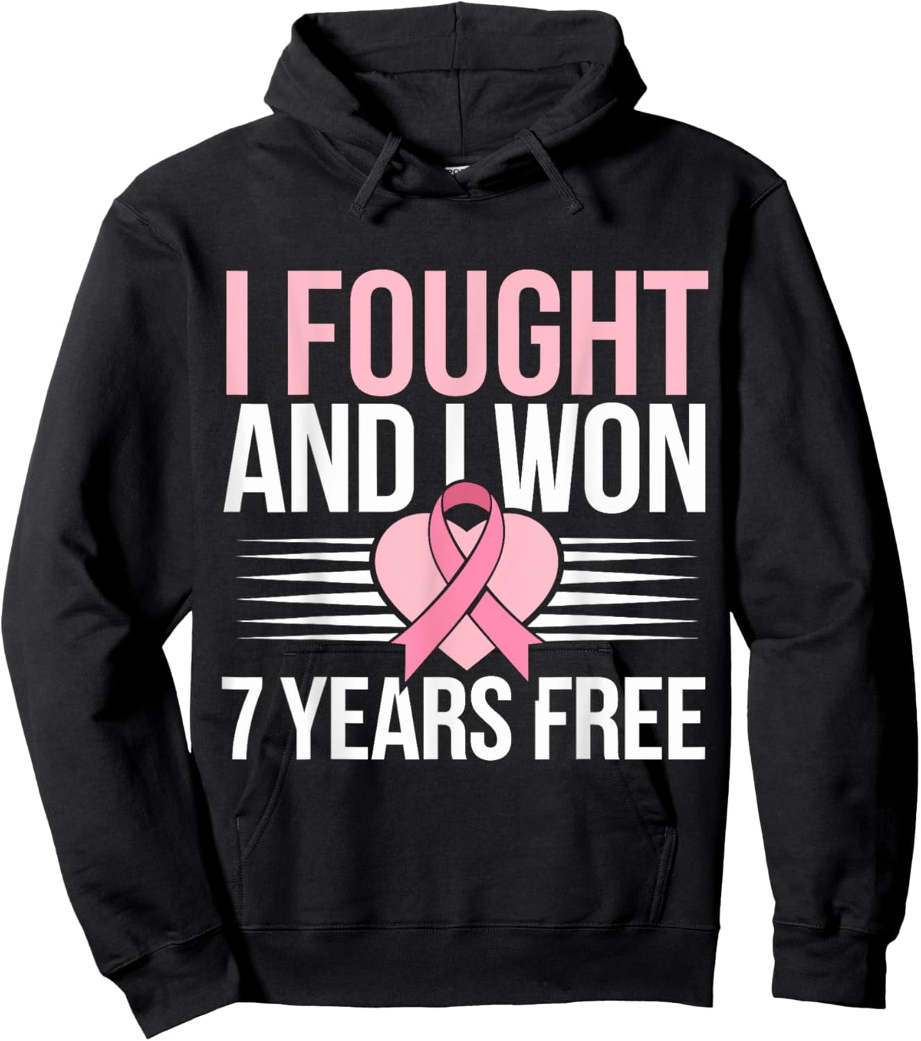 I Fought And I Won 7 Years Free Breast Cancer Awareness 2024 Hoodie - Hoodie | Black