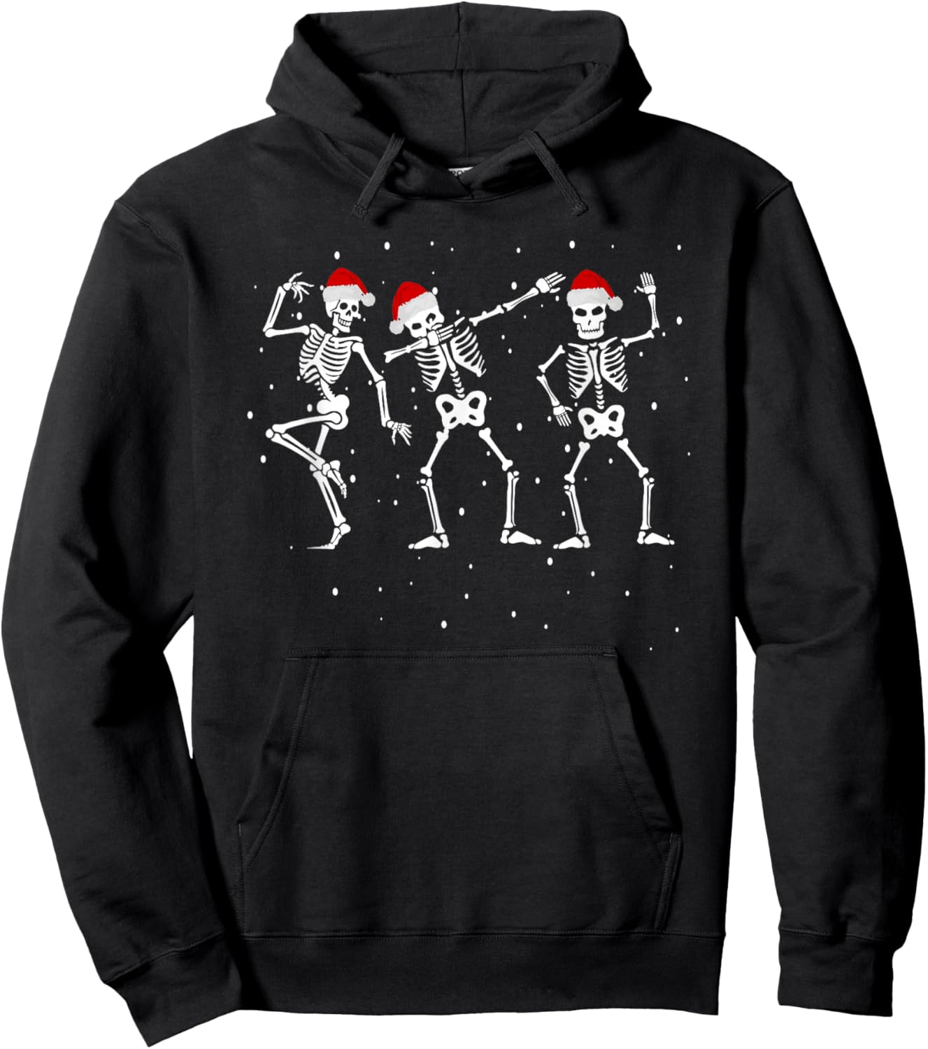 Skeletons Dancing with Santa Hats Funny Christmas Skelton Hoodie - Hoodie | Black