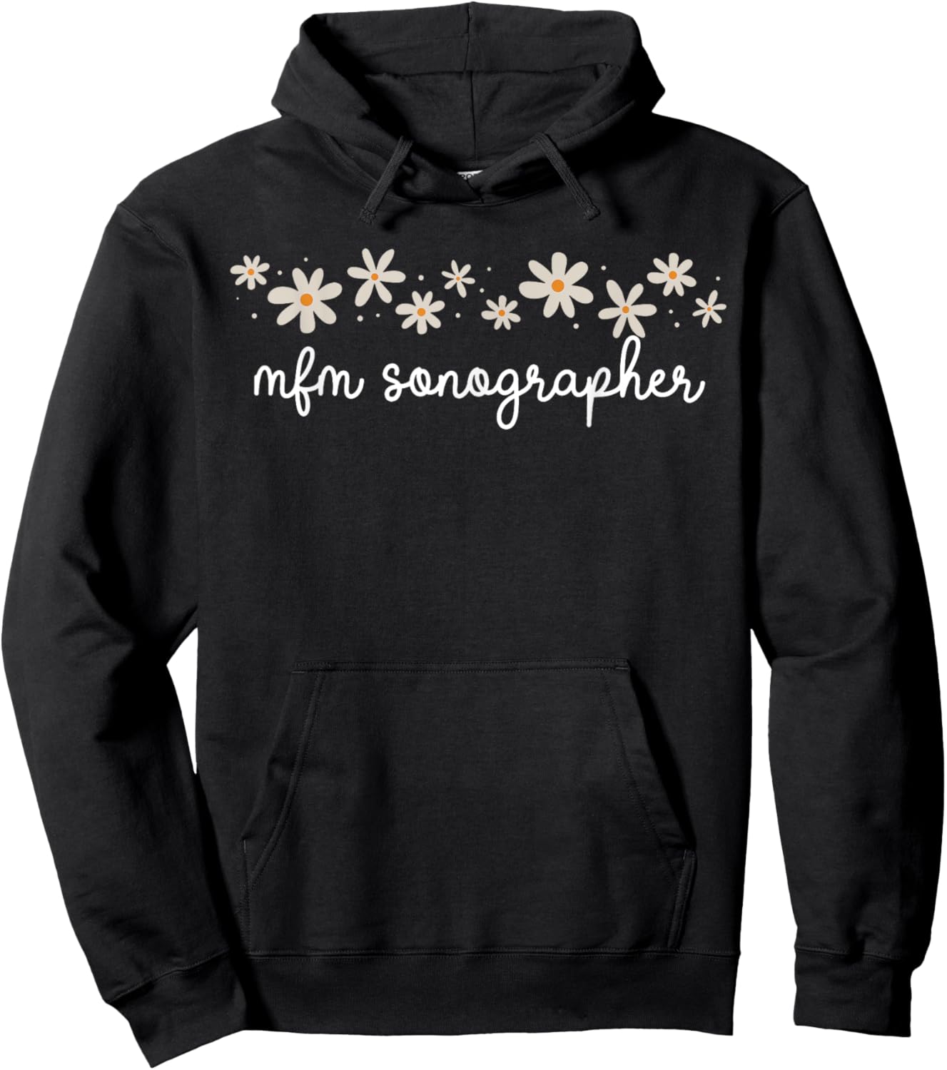 Retro Daisy Flower MFM Sonographer Maternal Fetal Medicine Hoodie - Hoodie | Black