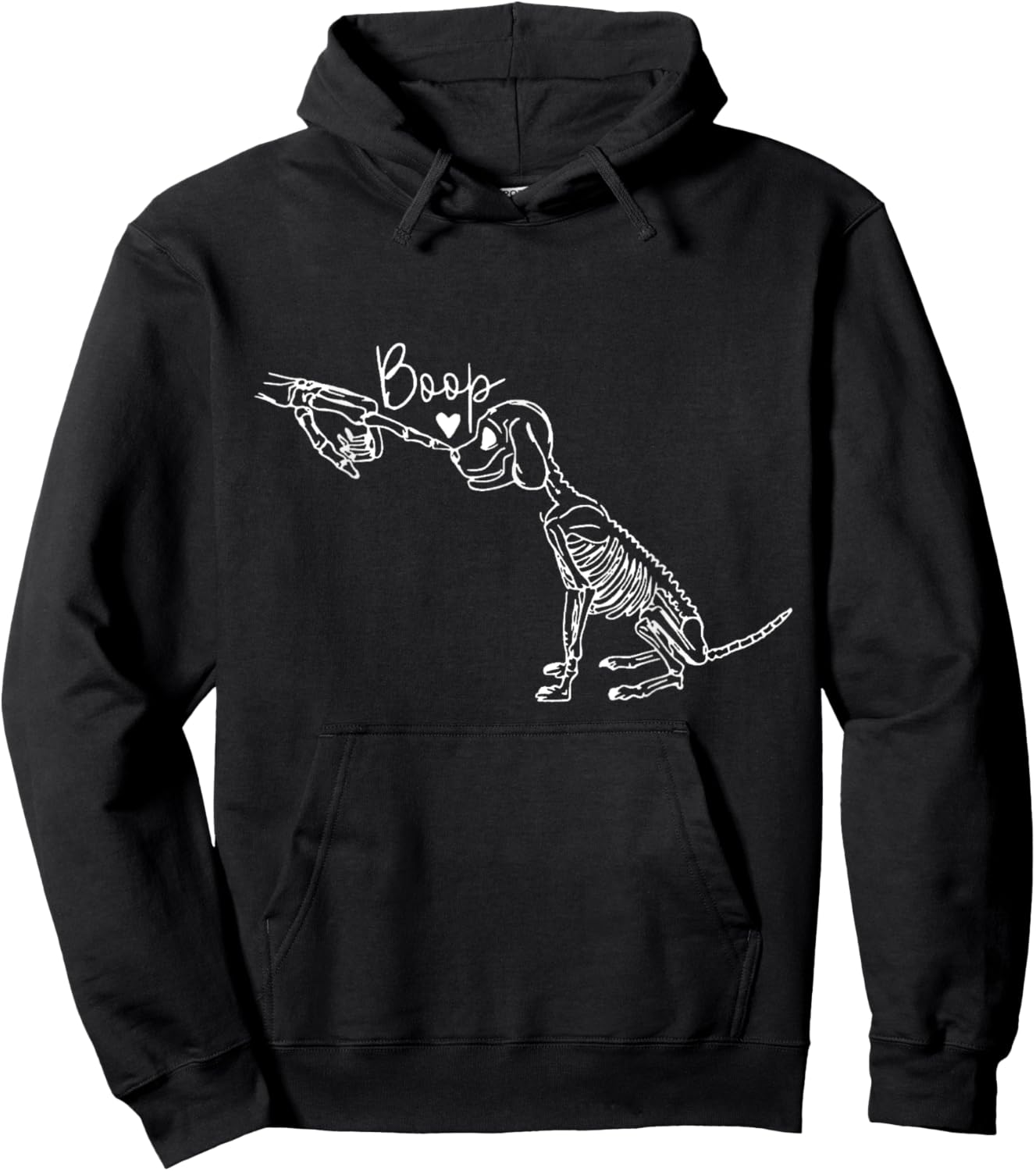 Retro Cute Skeleton Hand Boop Dog Funny Halloween Hoodie - Hoodie | Black