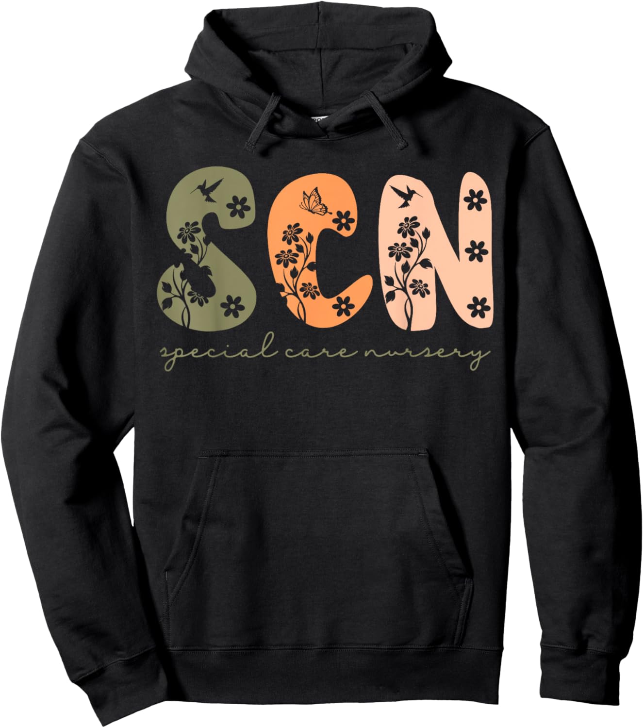 Retro Floral SCN Special Care Nursery NICU Nurse Week Hoodie - Hoodie | Black