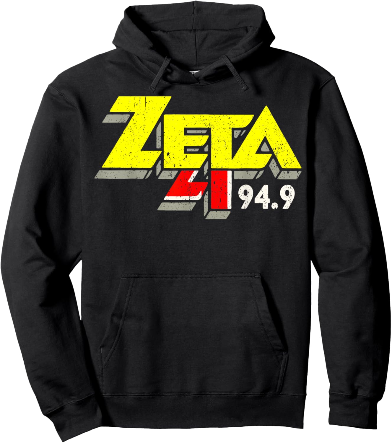 Funny Zeta 94 Rock Music Fans Distressed Retro Radio Classic Hoodie - Hoodie | Black