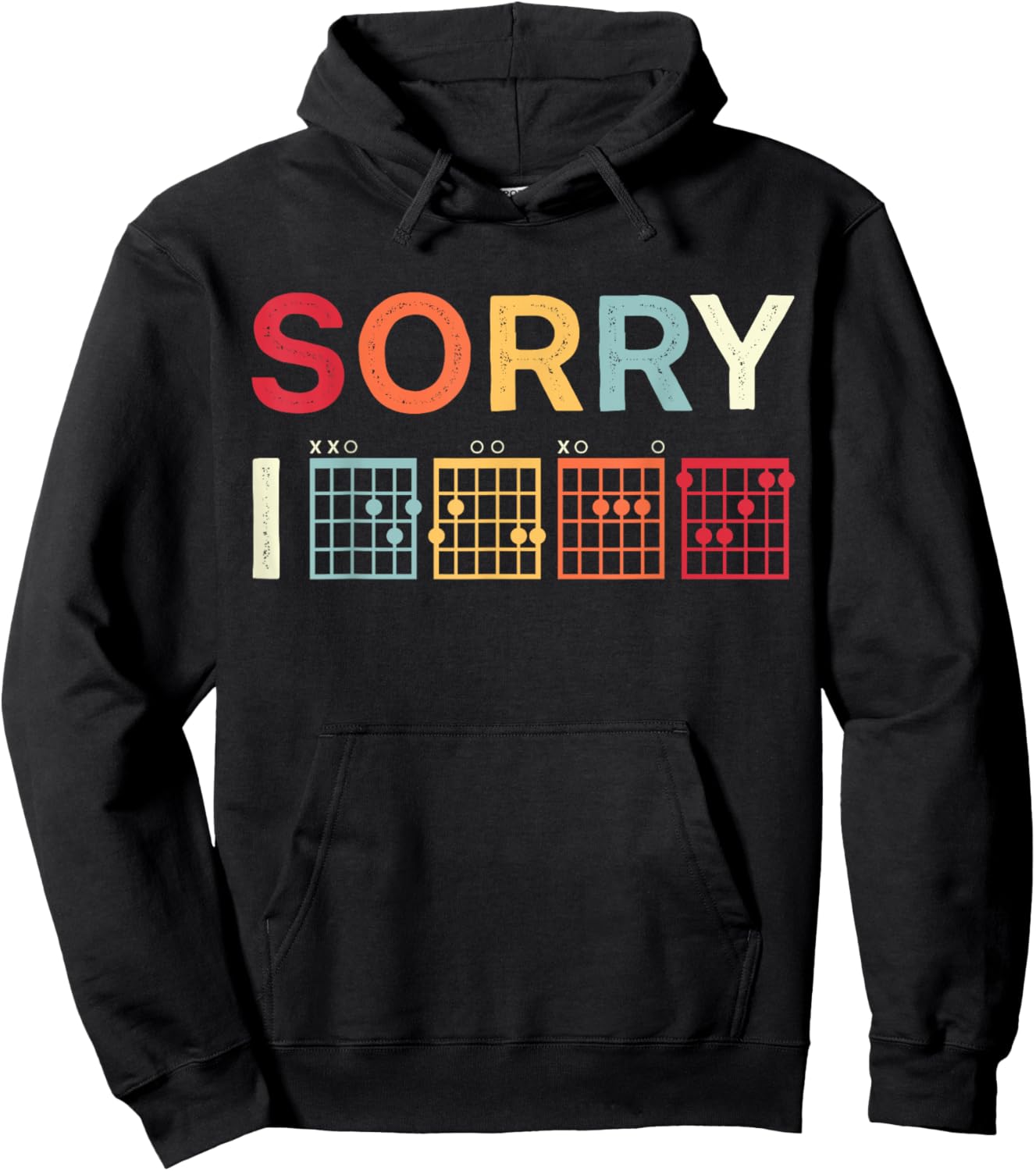 Funny Guitar Lovers Hidden Message Sorry I DGAF Guitar Hoodie - Hoodie | Black