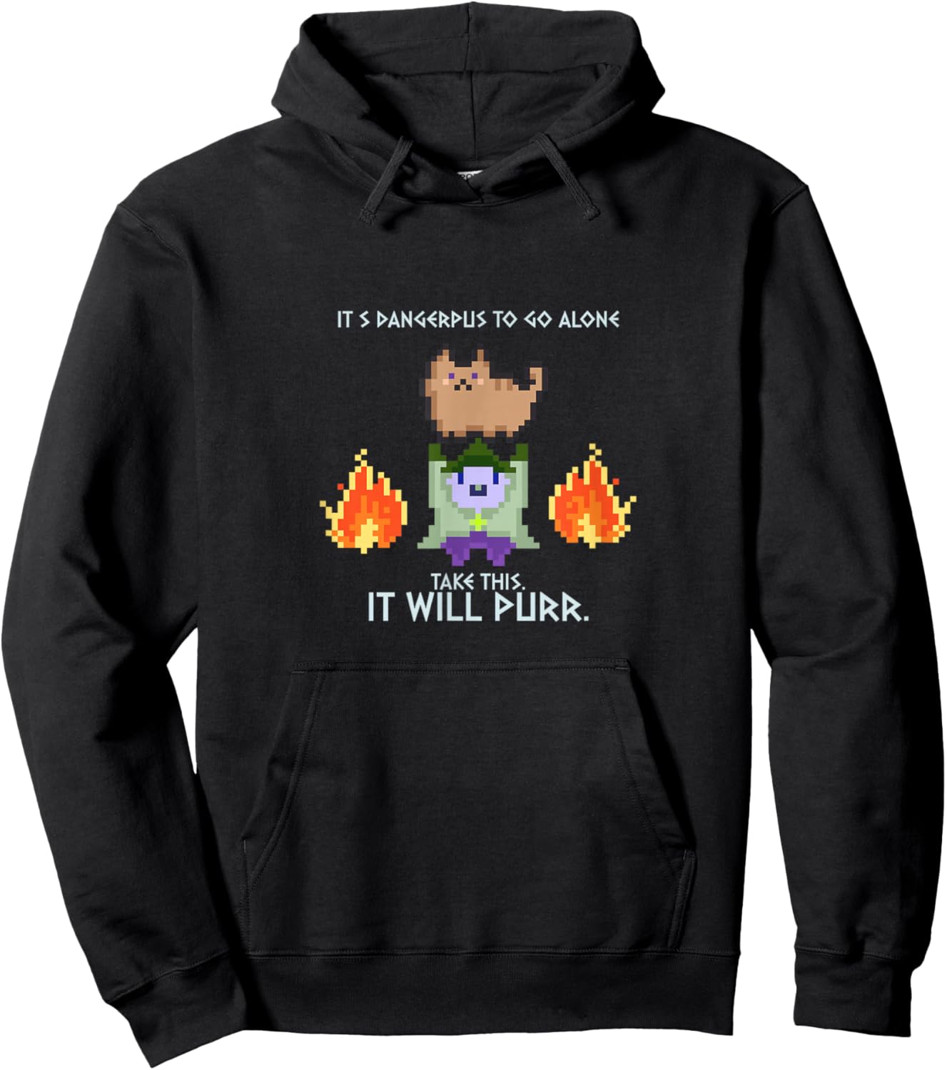 It's Dangerous Alone Take This It Will Purr Cat Retro Gamer Men Women Hoodie - Hoodie | Black