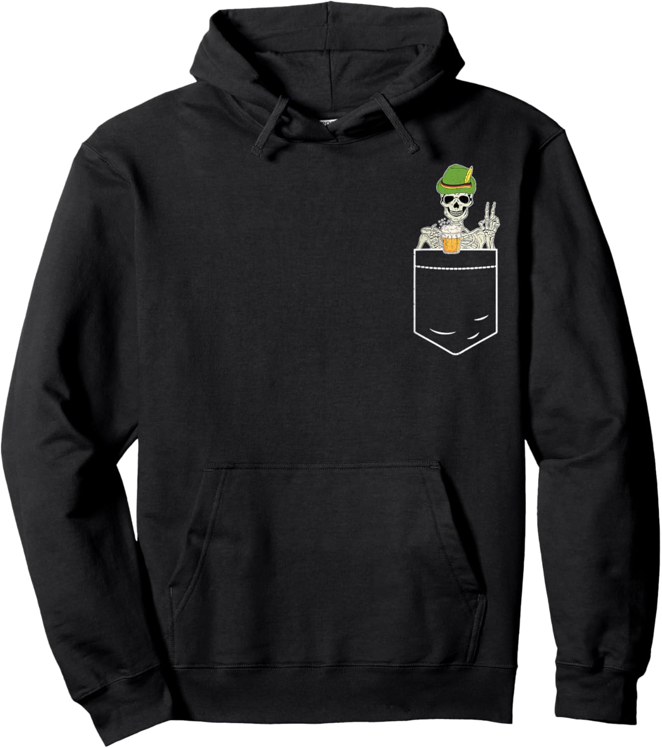 Oktoberfest Skeleton Pocket German Bavarian Men Women Hoodie - Hoodie | Black
