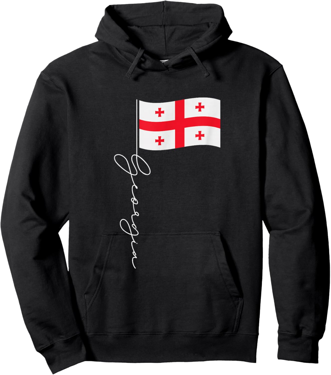 Georgia Signature Flag Pole Elegant Patriotic Georgian Flag Hoodie - Hoodie | Black