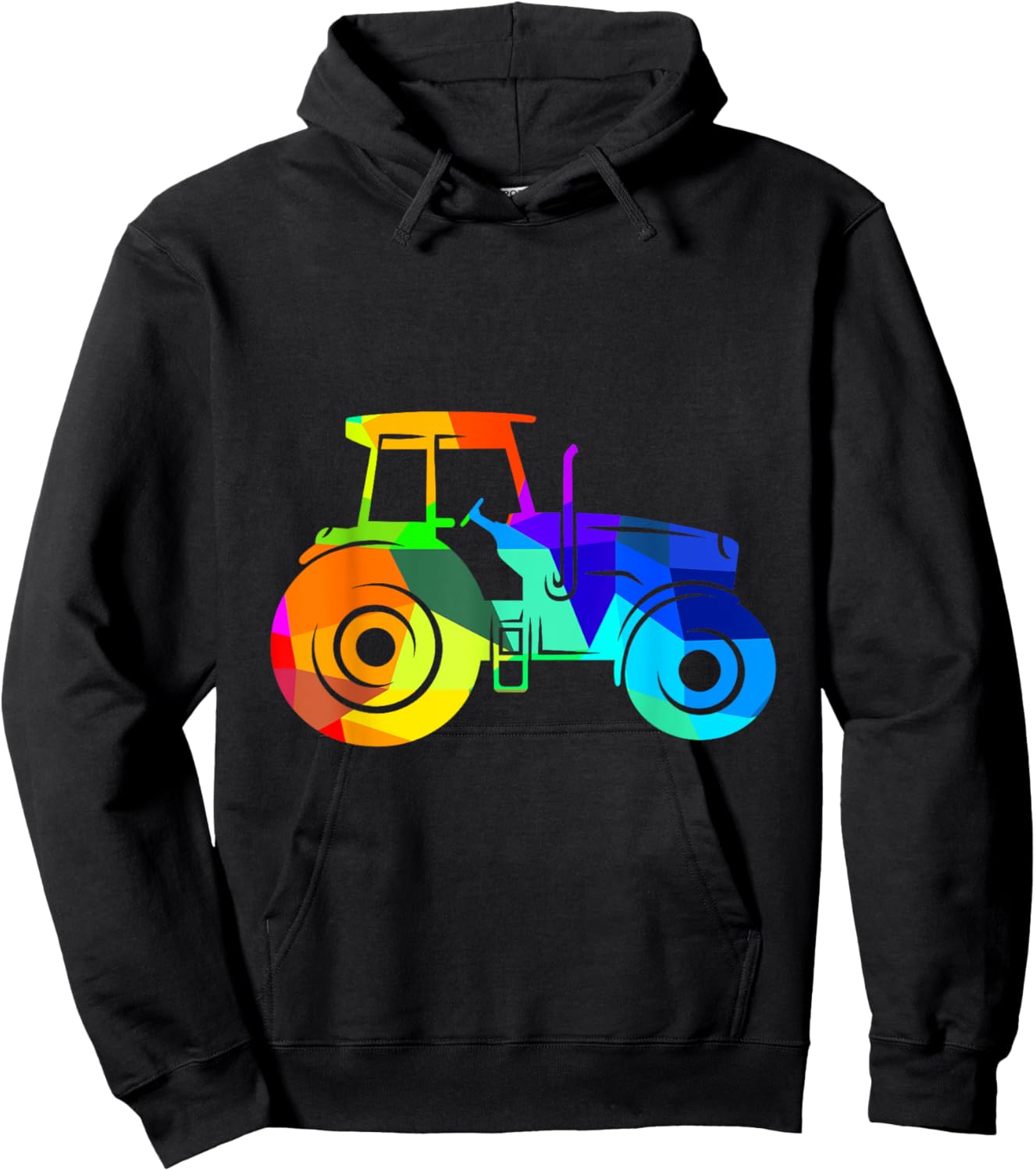 Tractor Rainbow Polygon Agricultural Vehicle Hoodie - Hoodie | Black