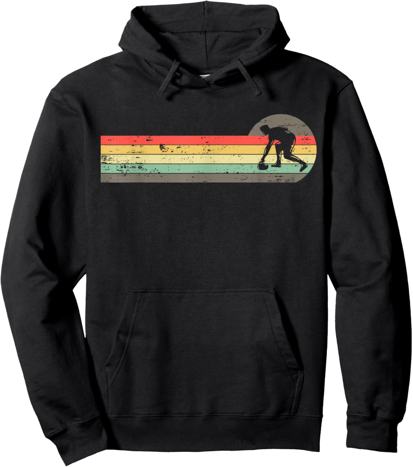 Retro Curler Curling Stone Hoodie - Hoodie | Black