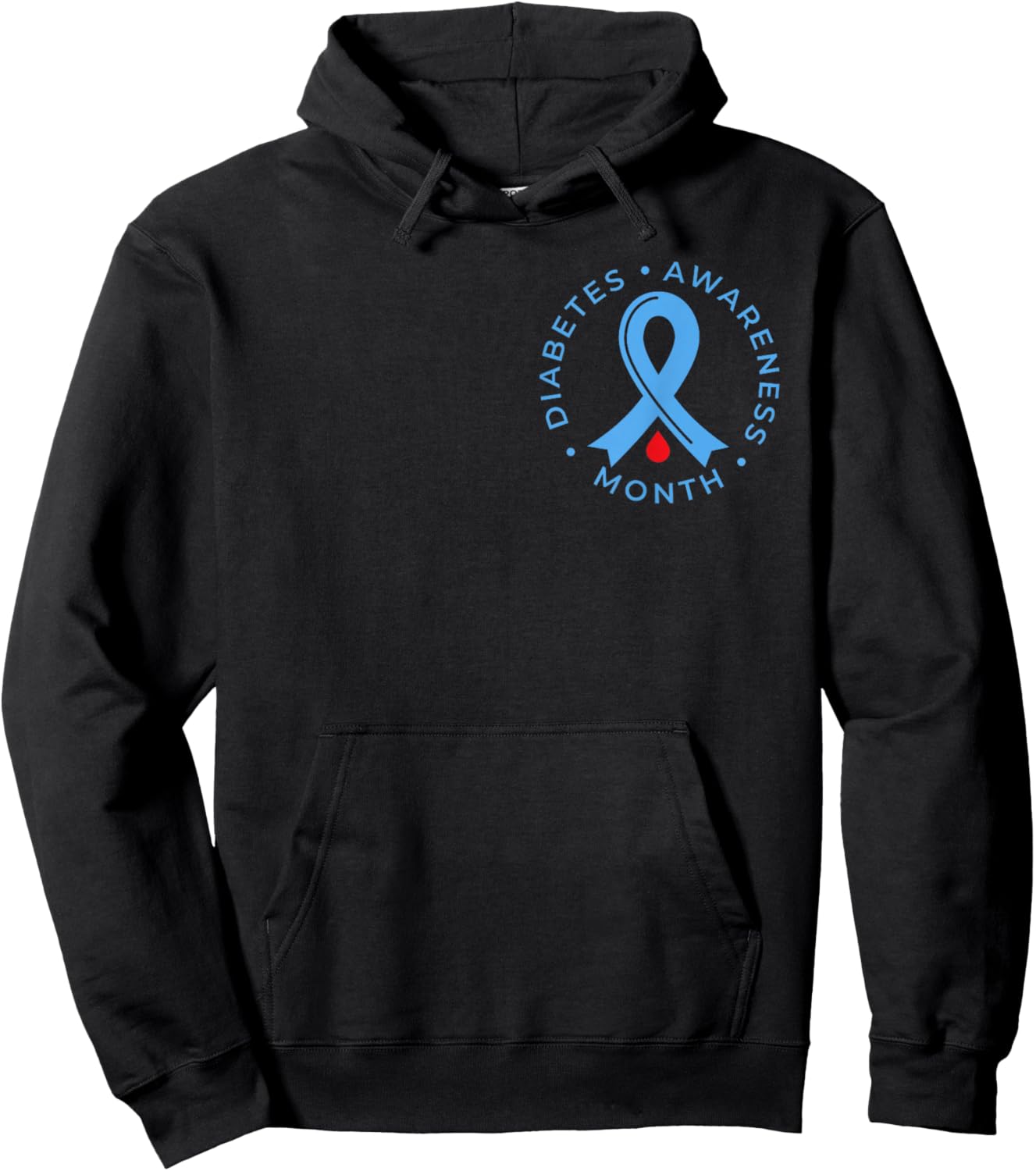 Diabetes Awareness Month Diabetic Blue Love Ribbon T1D T2D Hoodie - Hoodie | Black