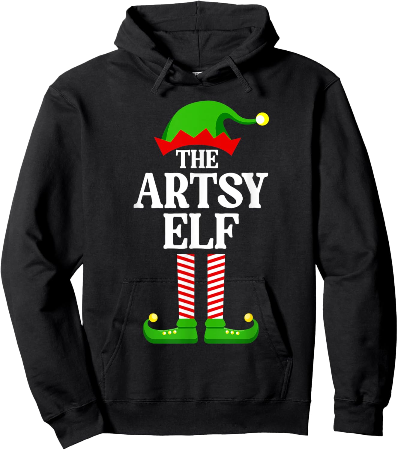 Artsy Elf Family Matching Group Funny Christmas Hoodie - Hoodie | Black