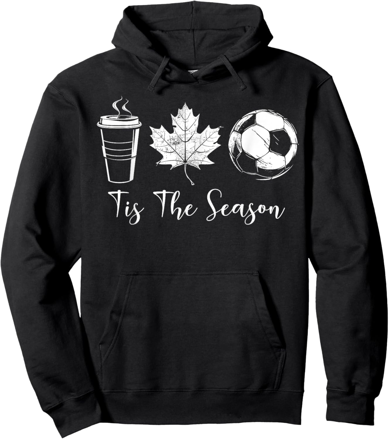 Tis The Season Coffee Maple Leaf Soccer Ball Sports Fall Hoodie - Hoodie | Black