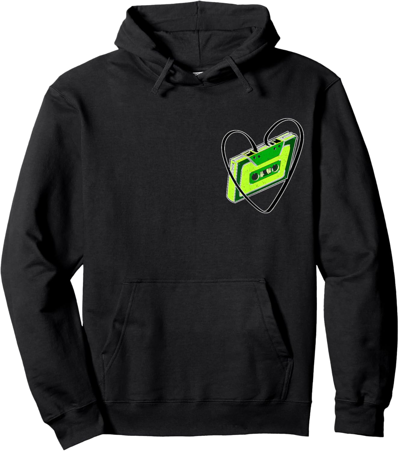 Green Cassette Old School Love Green Color Graphic Hoodie - Hoodie | Black