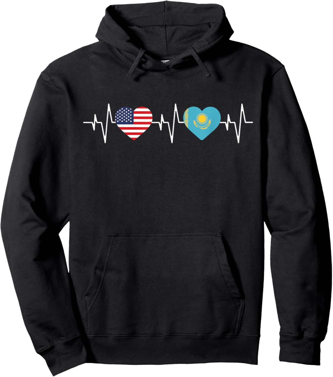Kazakh heritage USA Kazakhstan American Flag Kazakh Flag Hoodie - Hoodie | Black