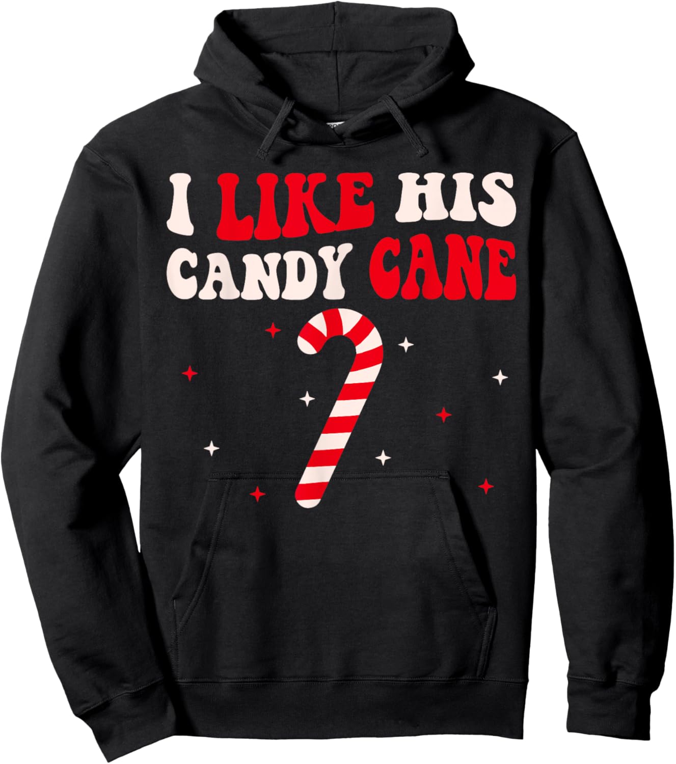 Groovy Candy Cane Funny Matching Christmas Couple -Adults Candy Cane Xmas Funny Couples Matching Christmas Hoodie - Hoodie | Black