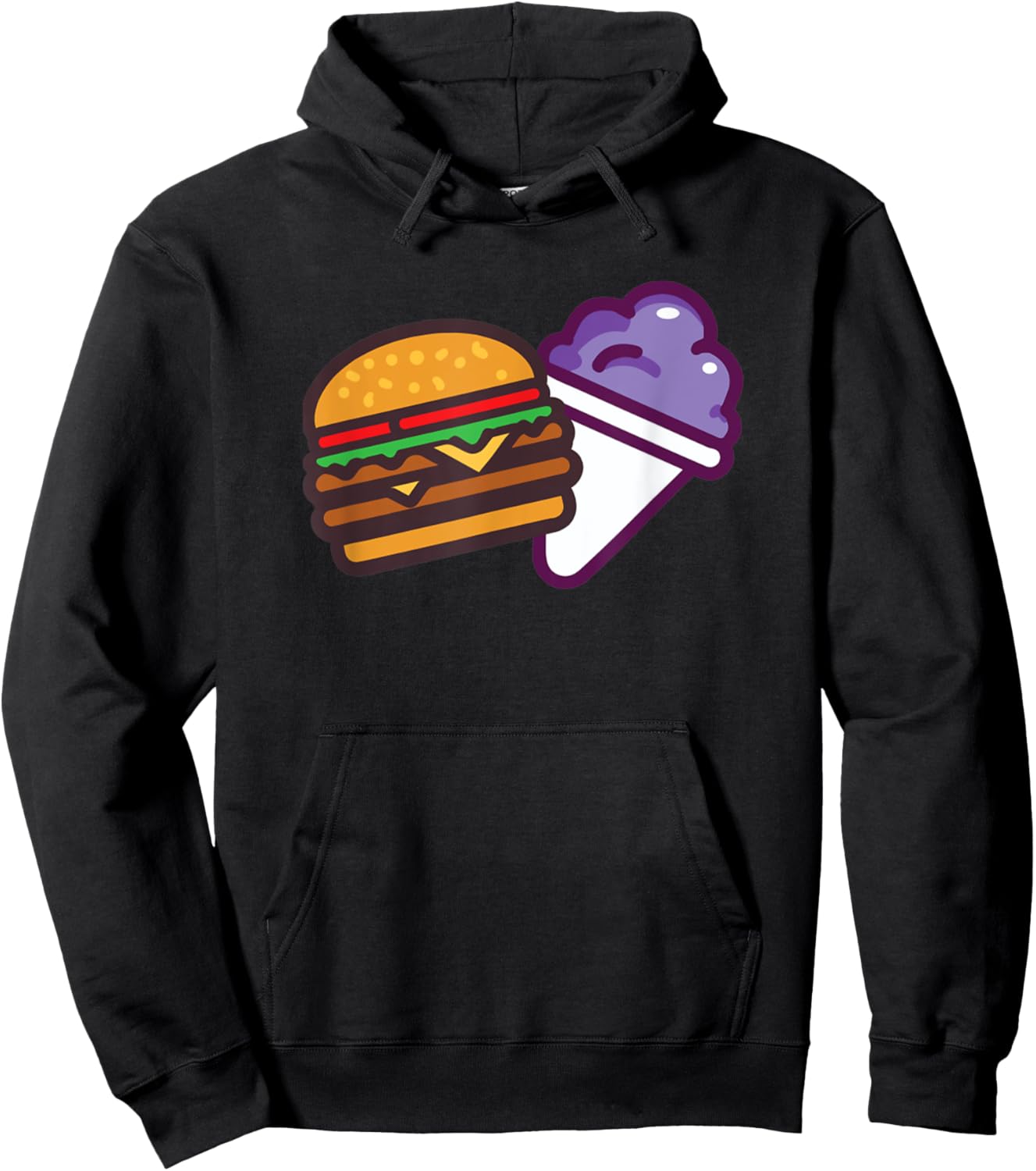 Funny Burger And Grape Cute Burger Snow Cone Hoodie - Hoodie | Black