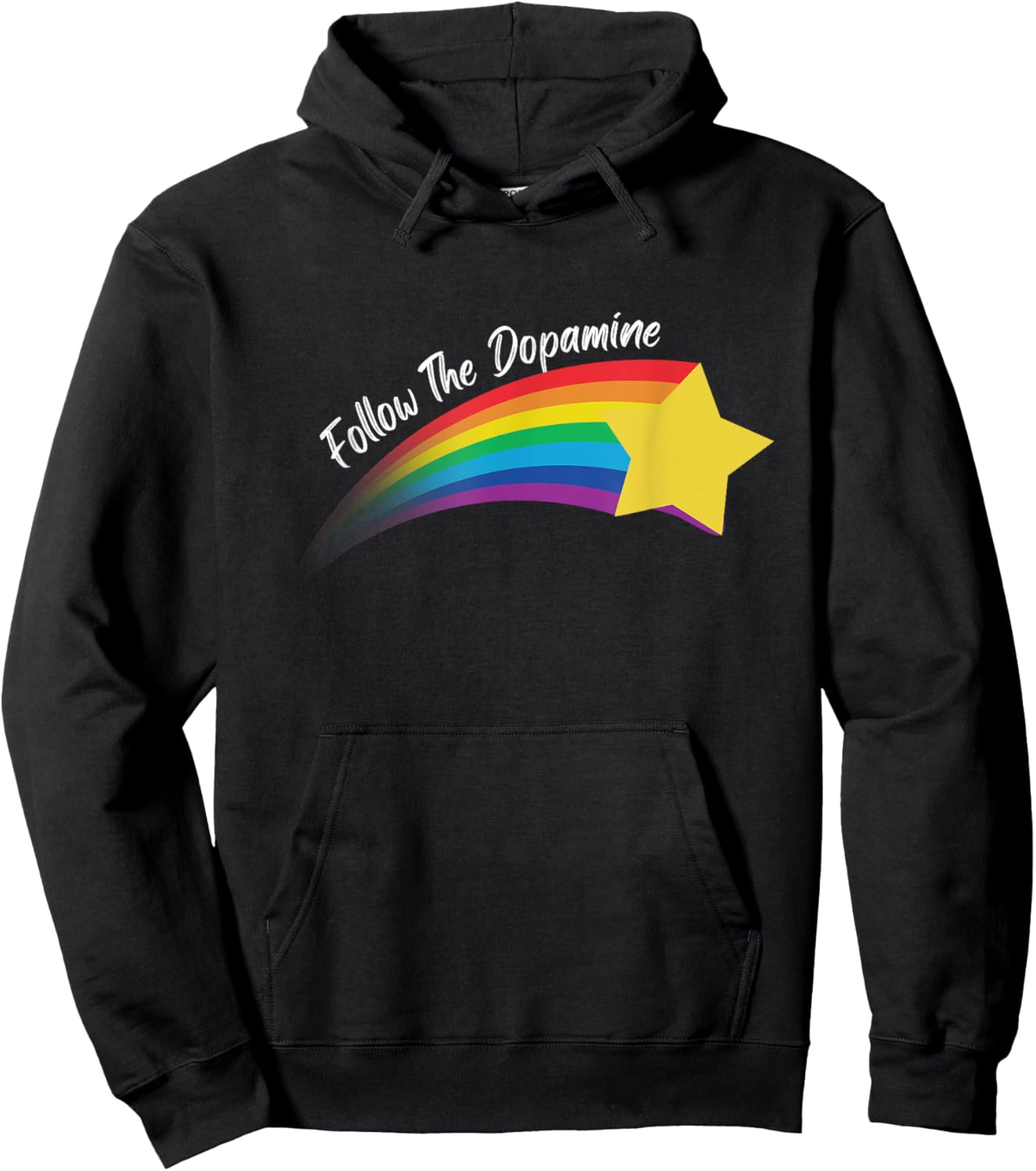 Follow The Dopamine. Adults Black Modern Humorous Follow The Dopamine Quote Hoodie - Hoodie | Black
